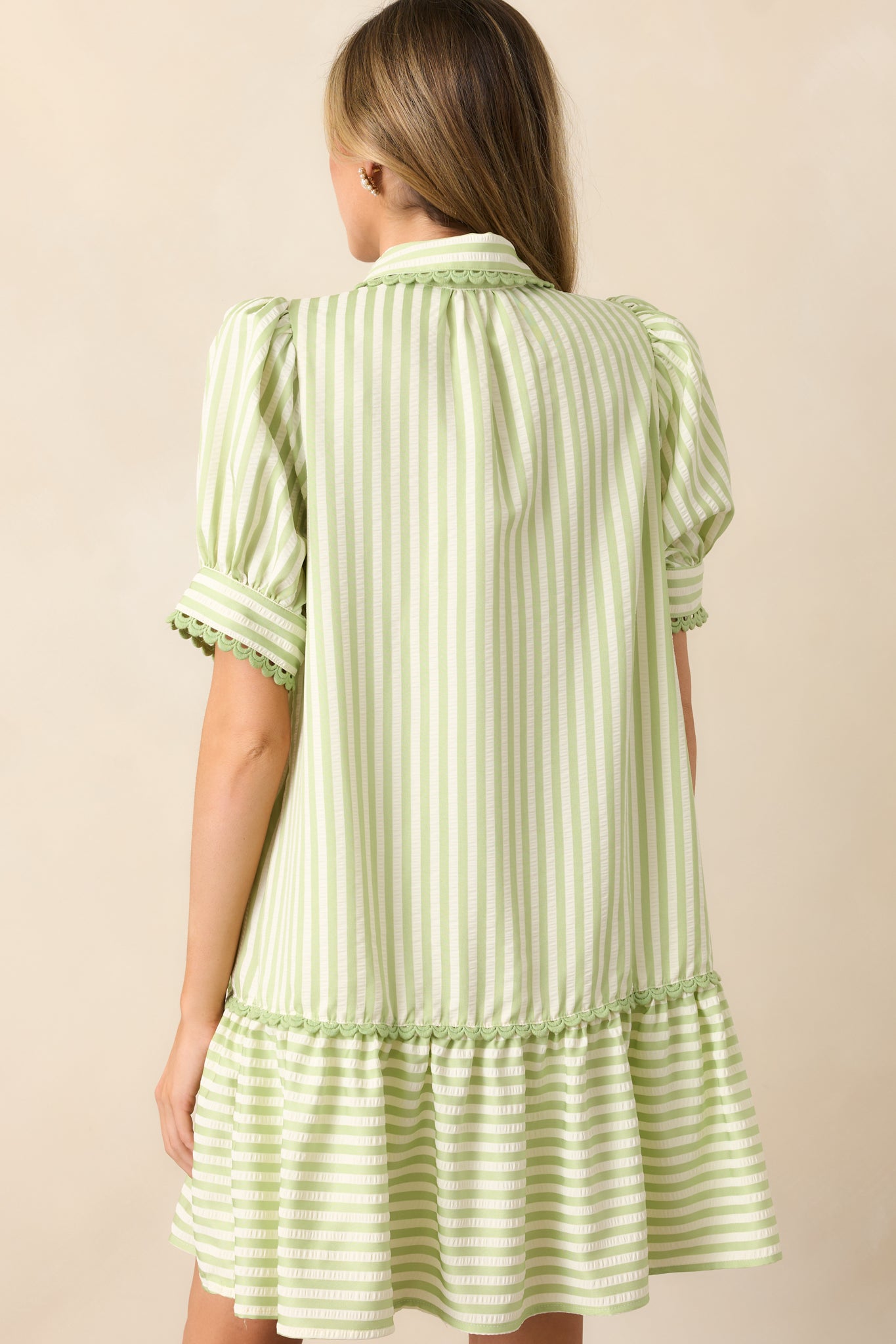 Soda Shop Sweetheart Light Green Stripe Mini Dress