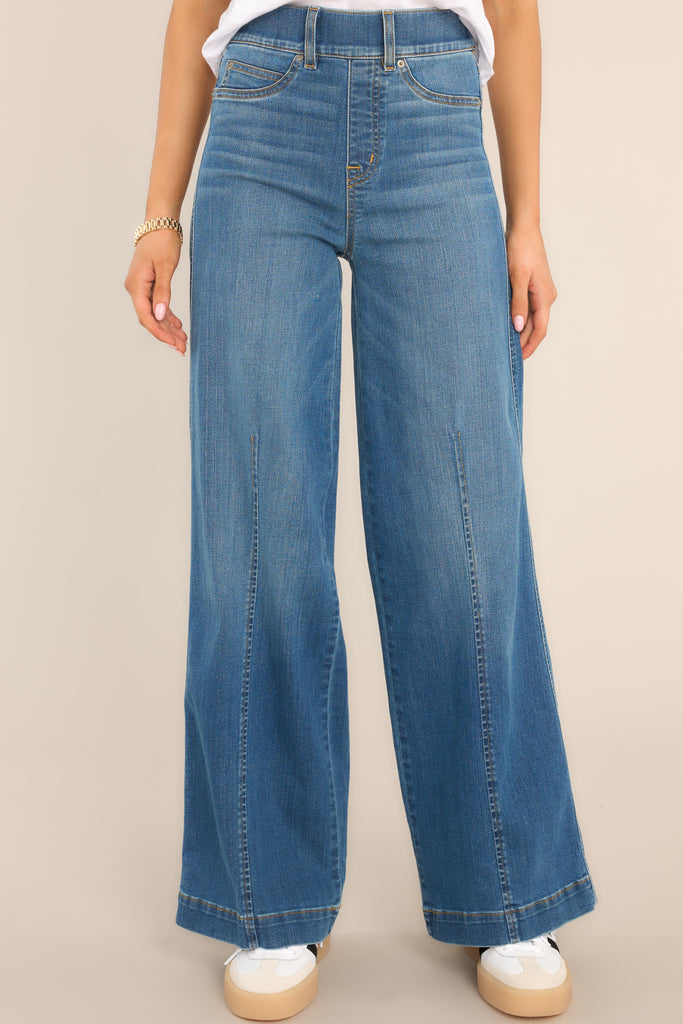 Spanx seamed front wide leg jeans, vintage indigo, small, NWT