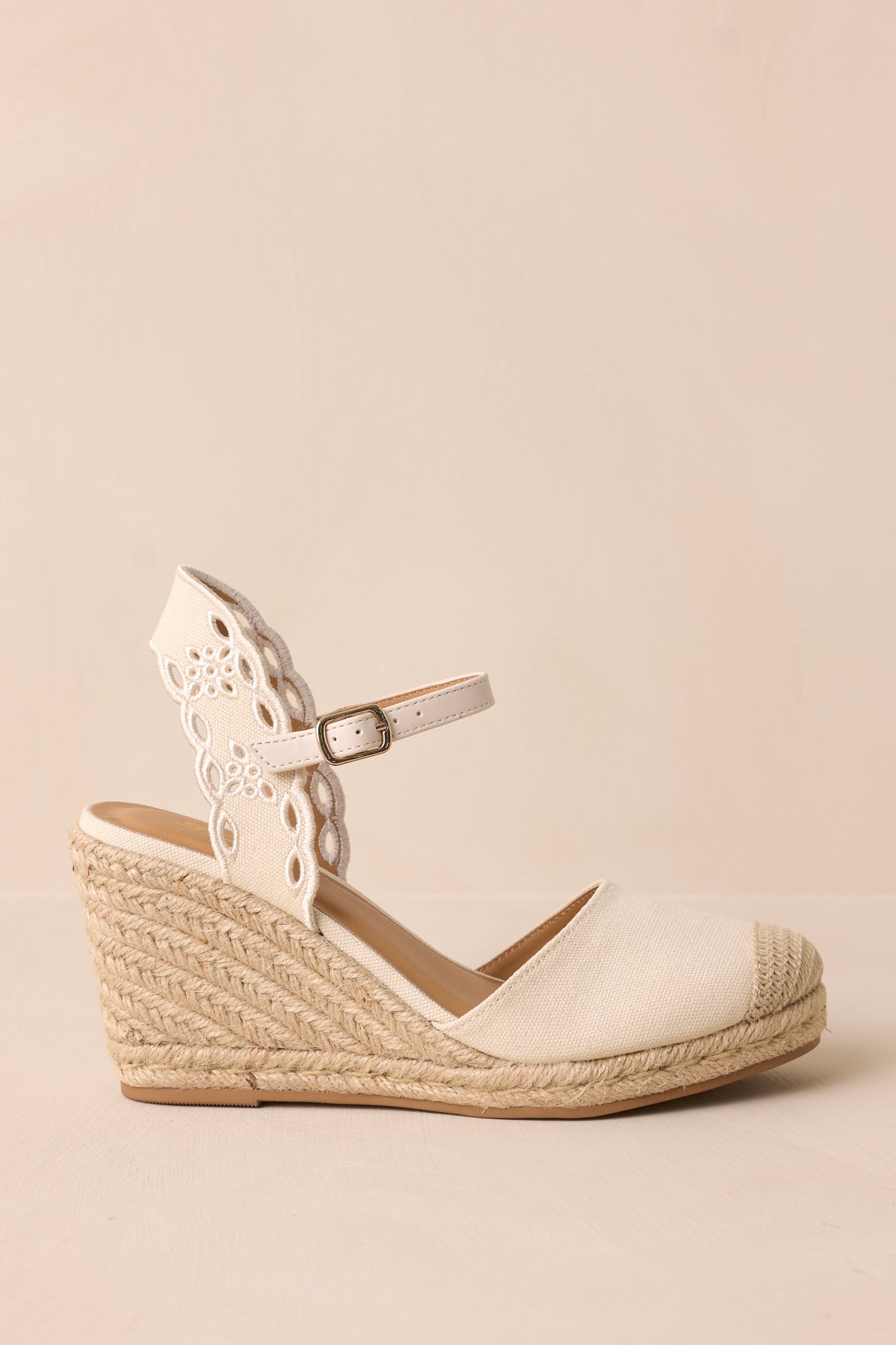 Along The Shore Beige Espadrille Platform Wedges