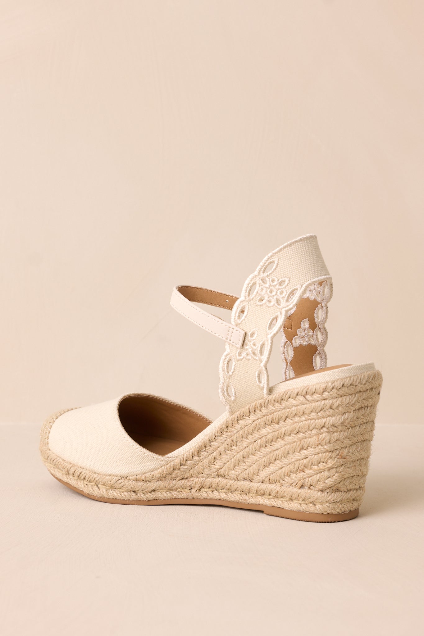 Along The Shore Beige Espadrille Platform Wedges