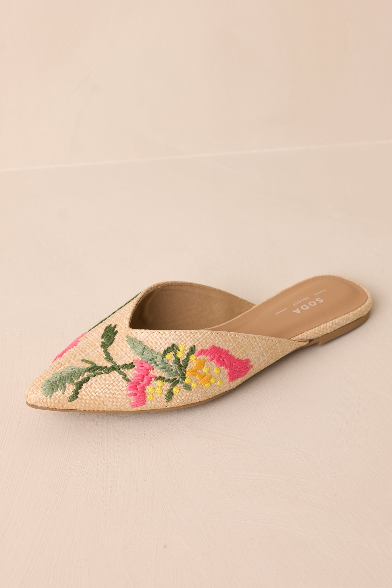 Wildflower Wander Natural Raffia Pointed Toe Flat