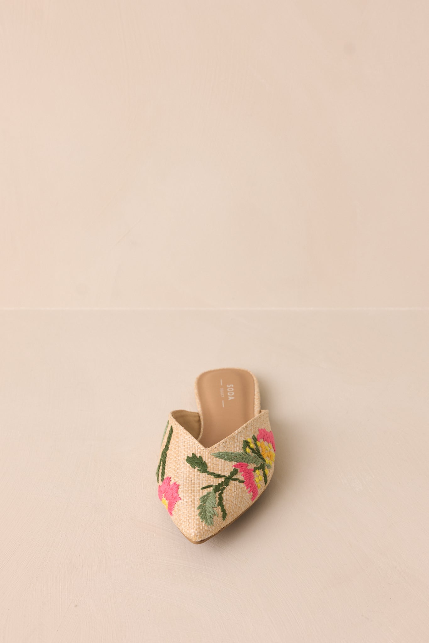 Wildflower Wander Natural Raffia Pointed Toe Flat