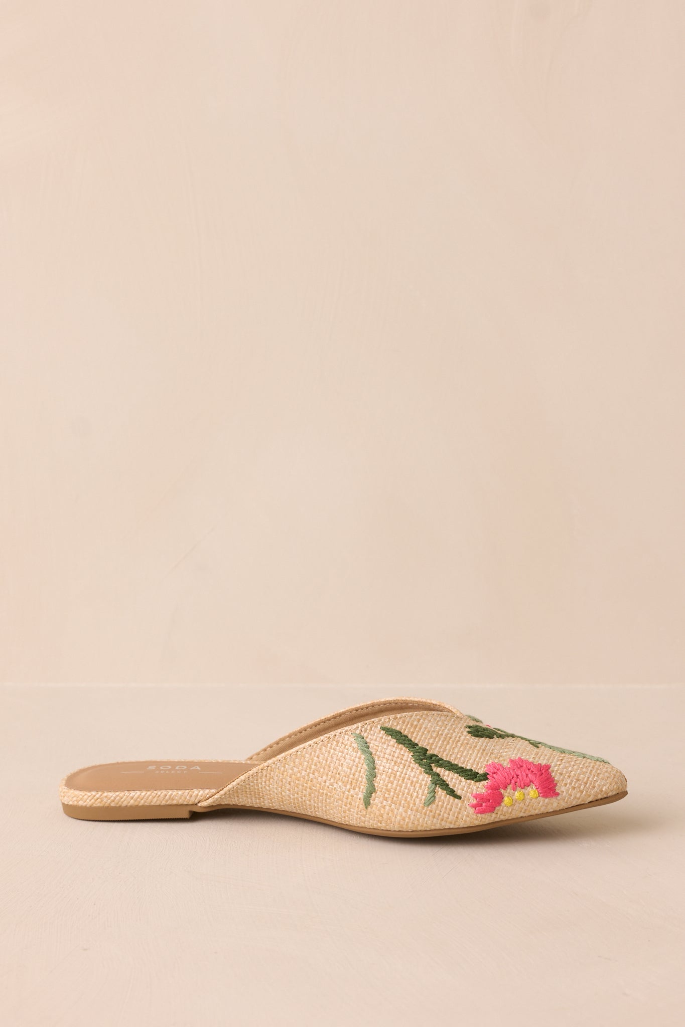 Wildflower Wander Natural Raffia Pointed Toe Flat