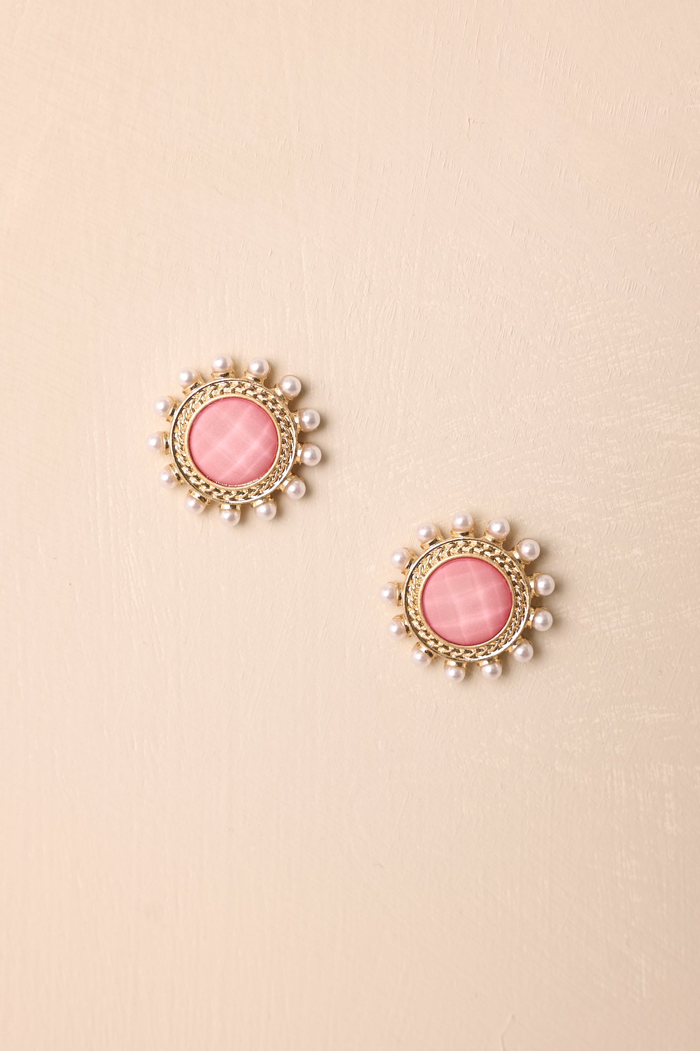 Around The World Pink & Gold Textured Earrings