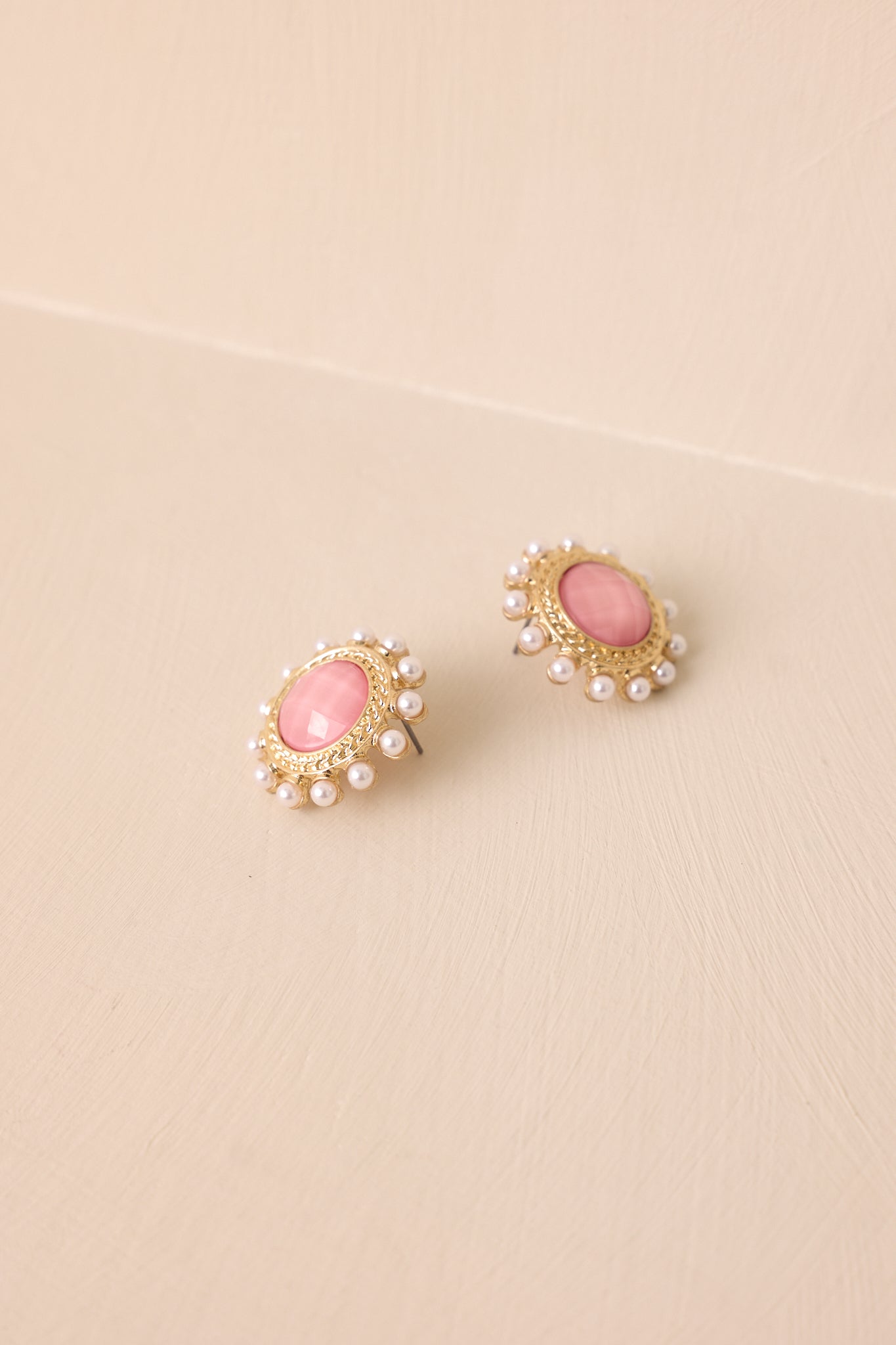 Around The World Pink & Gold Textured Earrings