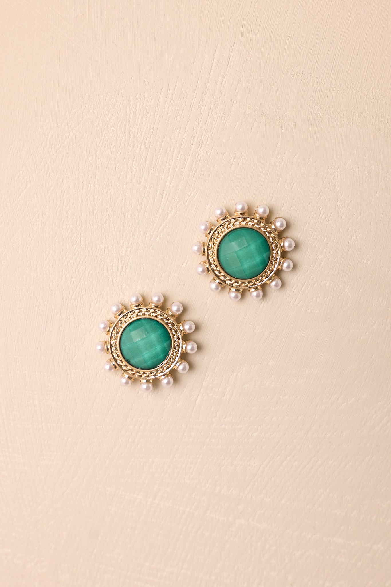 Around The World Green & Gold Textured Earrings