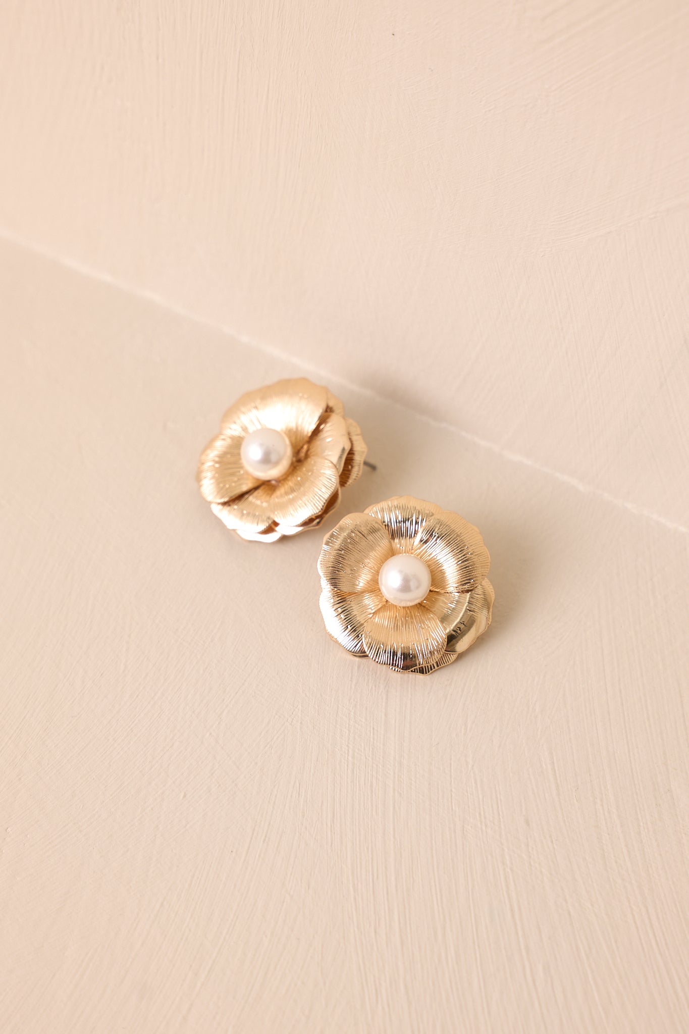 First Date Gold & Ivory Pearl Flower Earrings