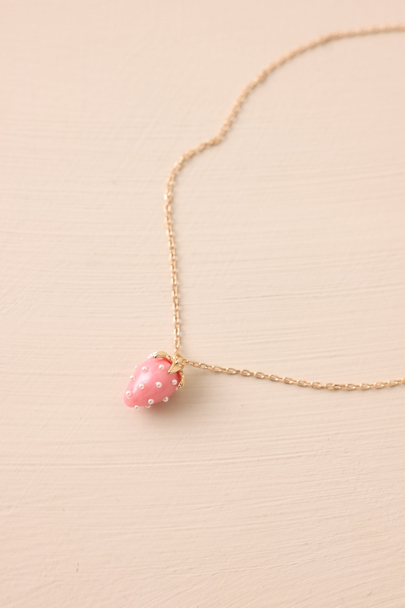 Farmers' Market Charm Pink Strawberry Necklace