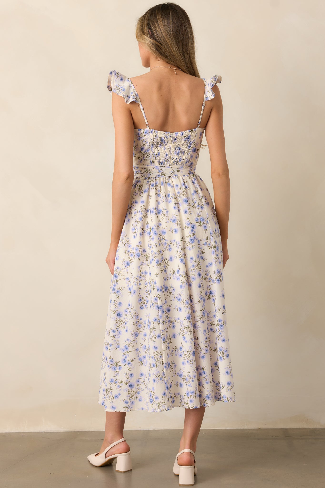 Porcelain Bloom Lilac Floral Bustier Midi Dress