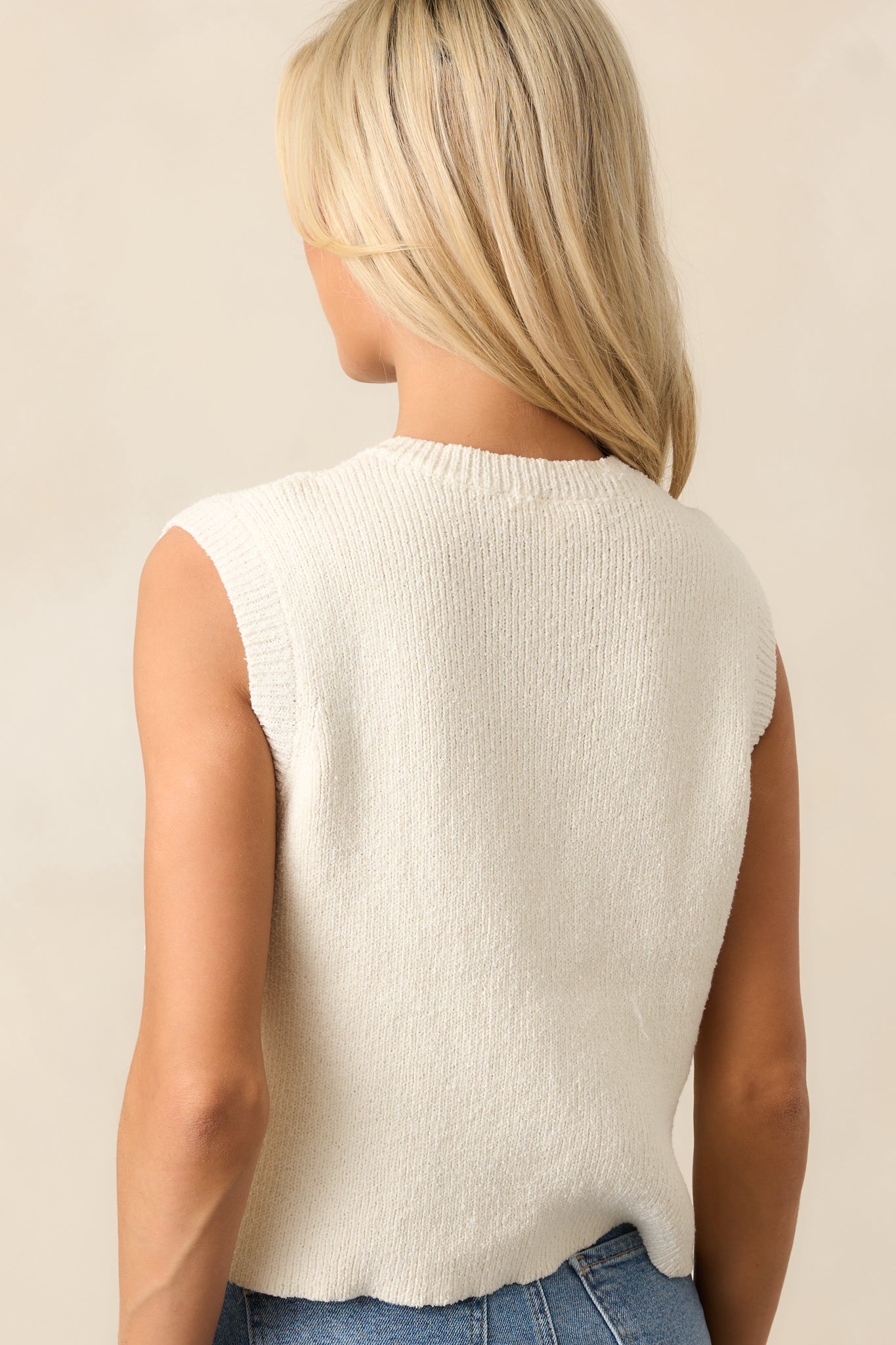 Sands Of Life Ivory Button Front Knit Tank Top