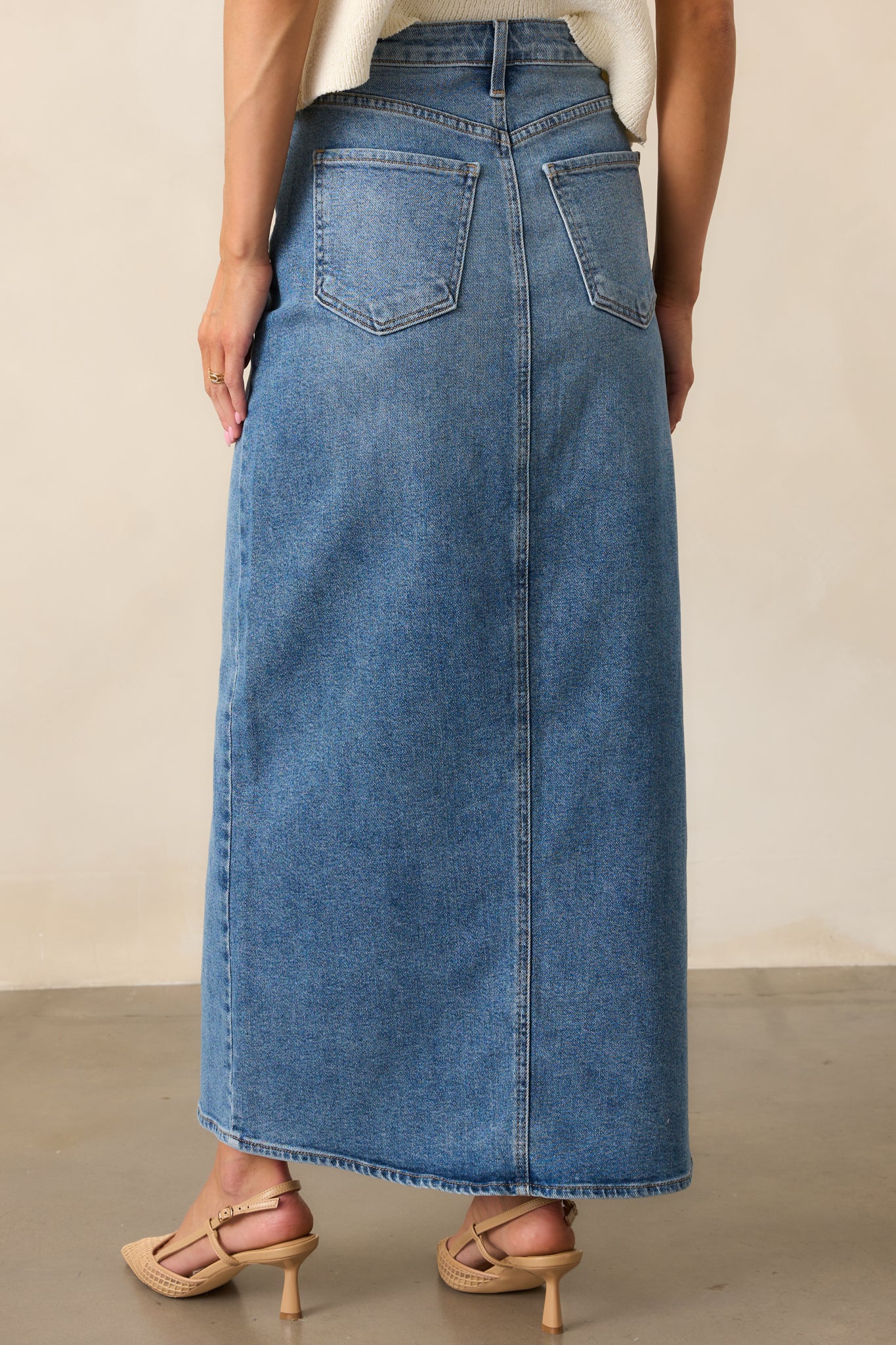 Days Of Dreaming Medium Wash Denim Midi Skirt