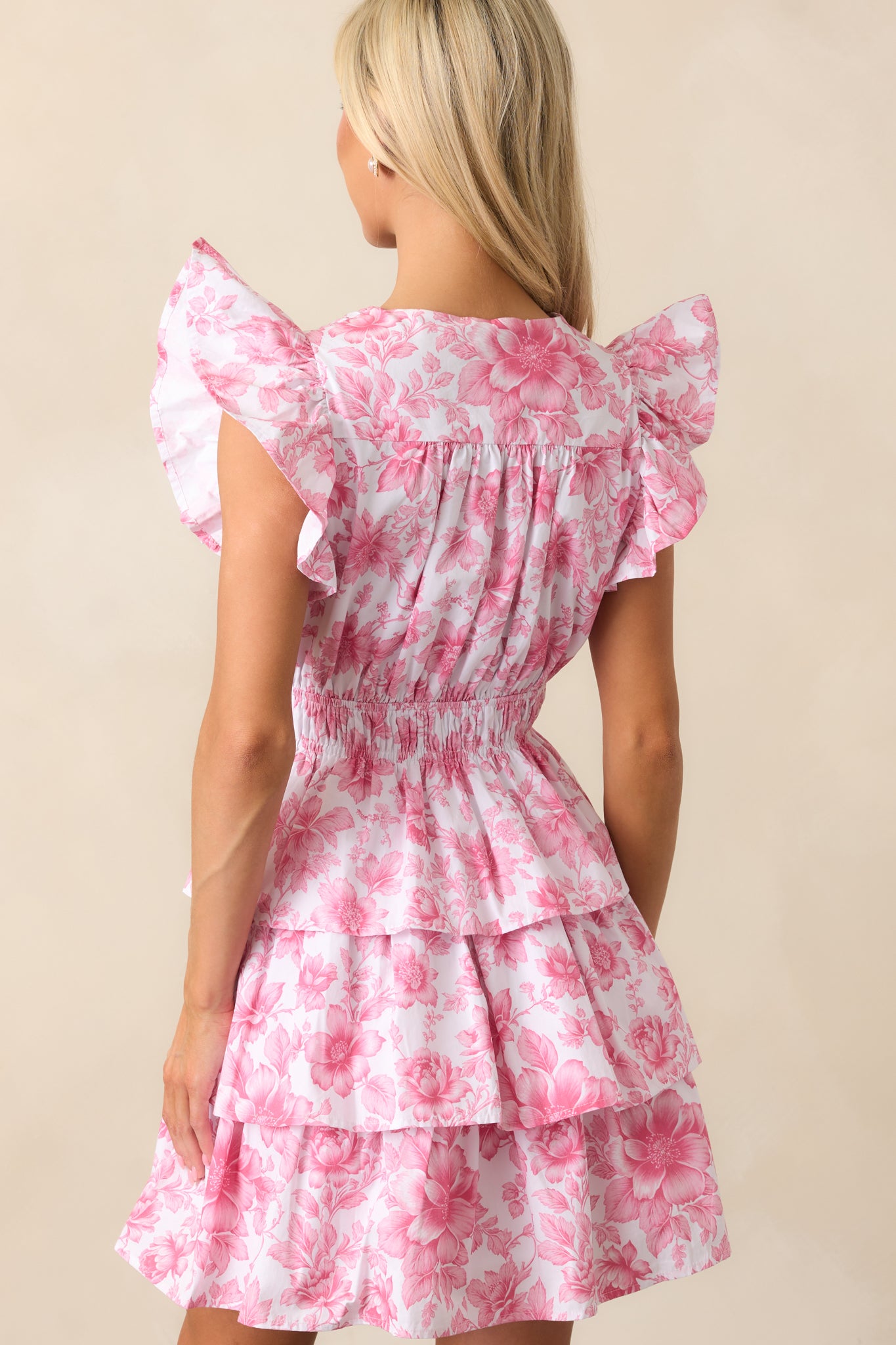 Bridget La France Dianthus Pink Ruffle Mini Dress