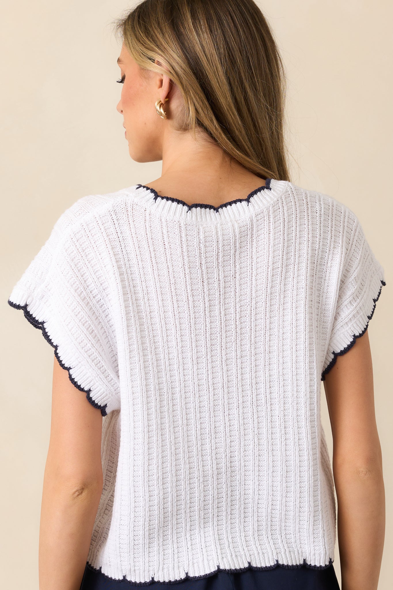 Turning Pages Ivory Short Sleeve Knit Top