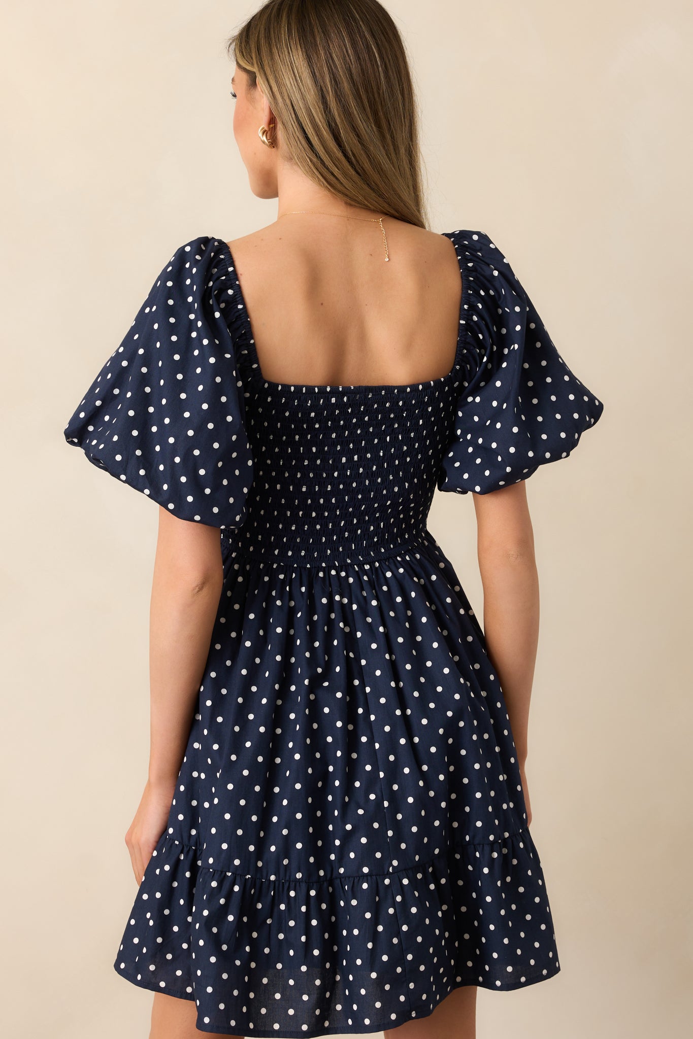 Sailor's Sweetheart Cotton Navy Polka Dot Mini Dress