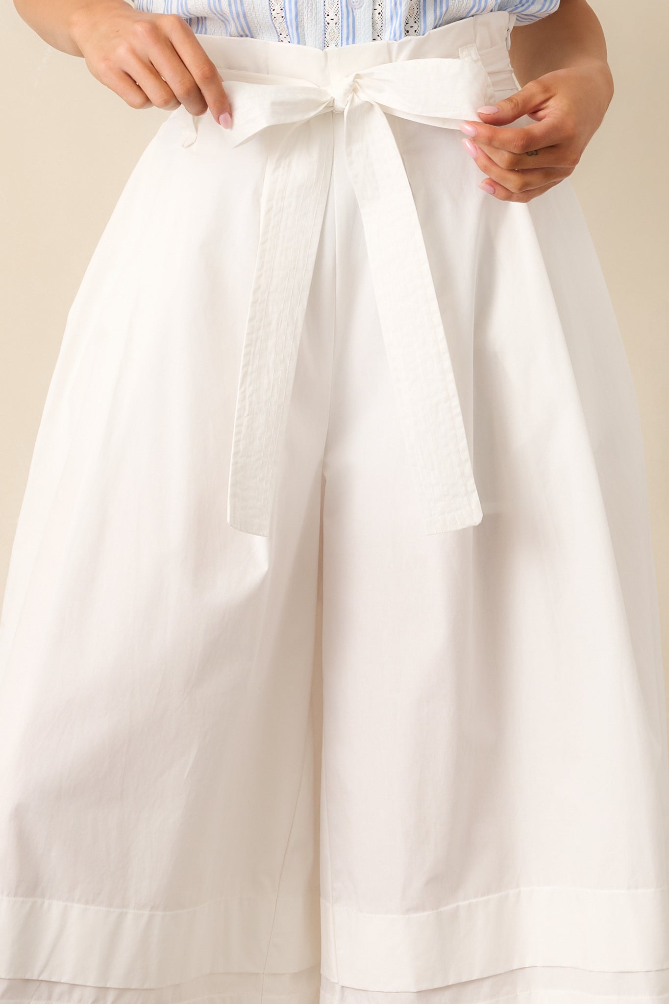 Glimpse In Time Cotton White Palazzo Pants