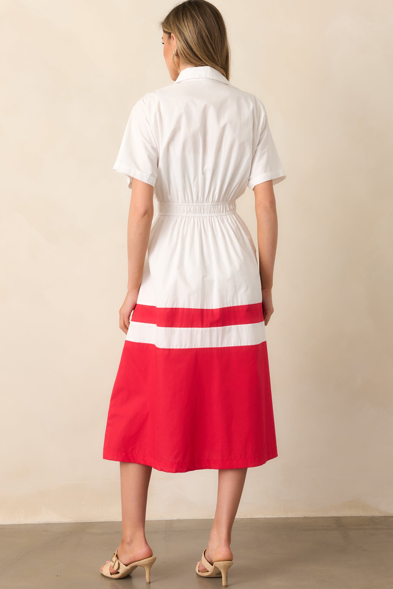 The Diner Downtown Ivory Cotton Midi Shirt Dress