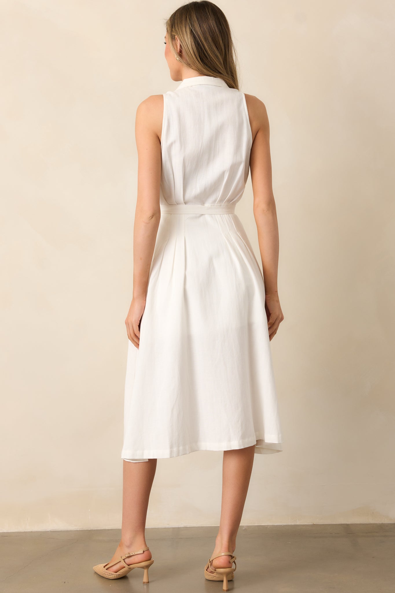 Lakeside Picnic Ivory Button Front Midi Dress