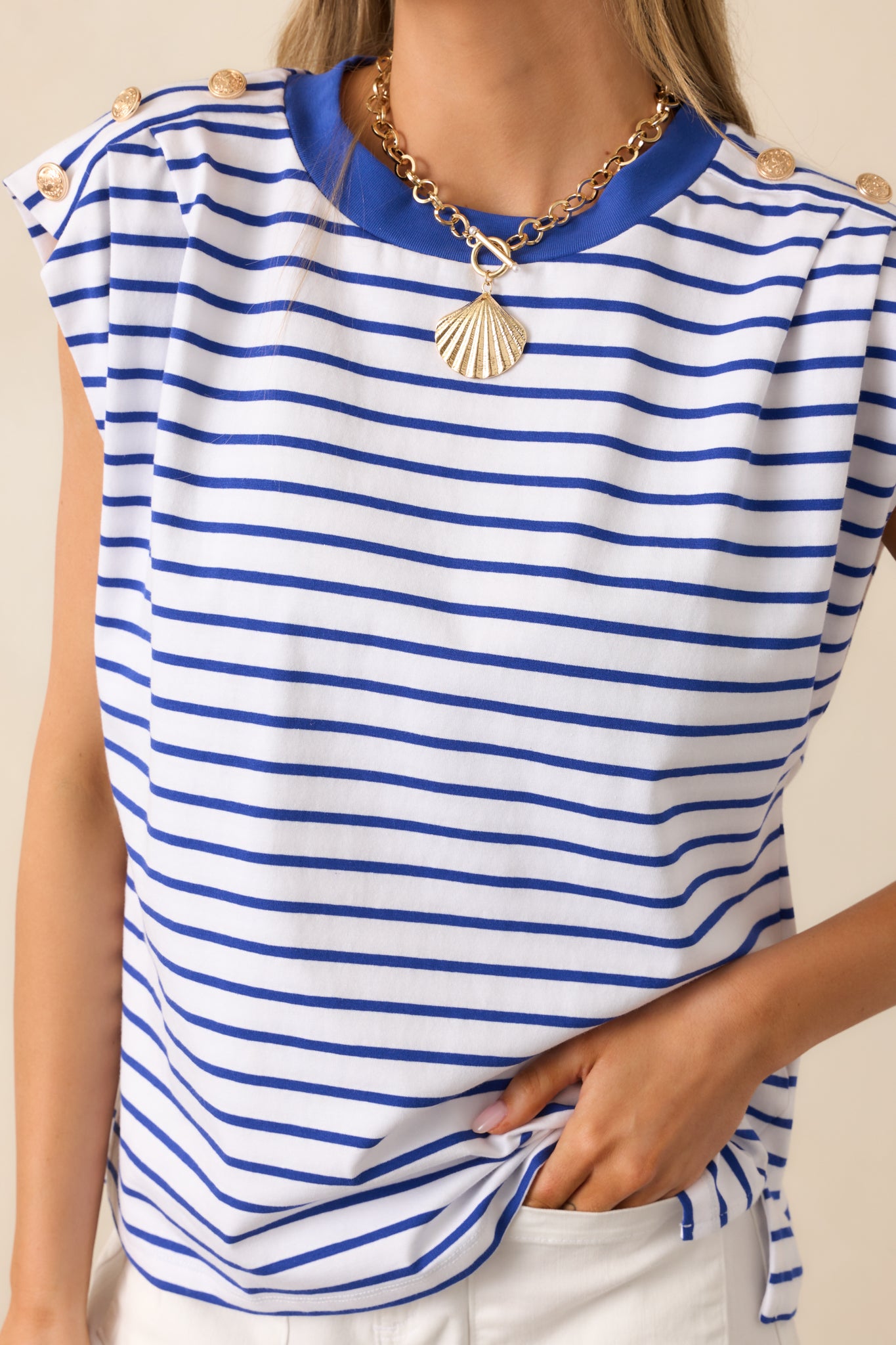 Harbor Stroll Royal Blue Stripe Top