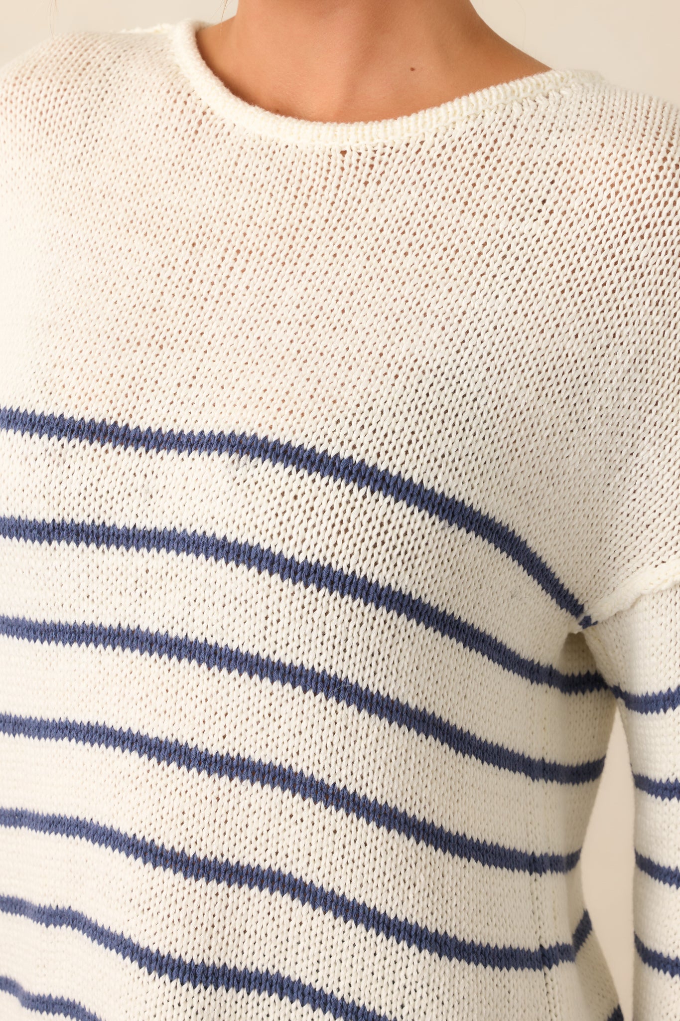 Sailboat At Sunset Ivory Lightweight Knit Stripe Sweater