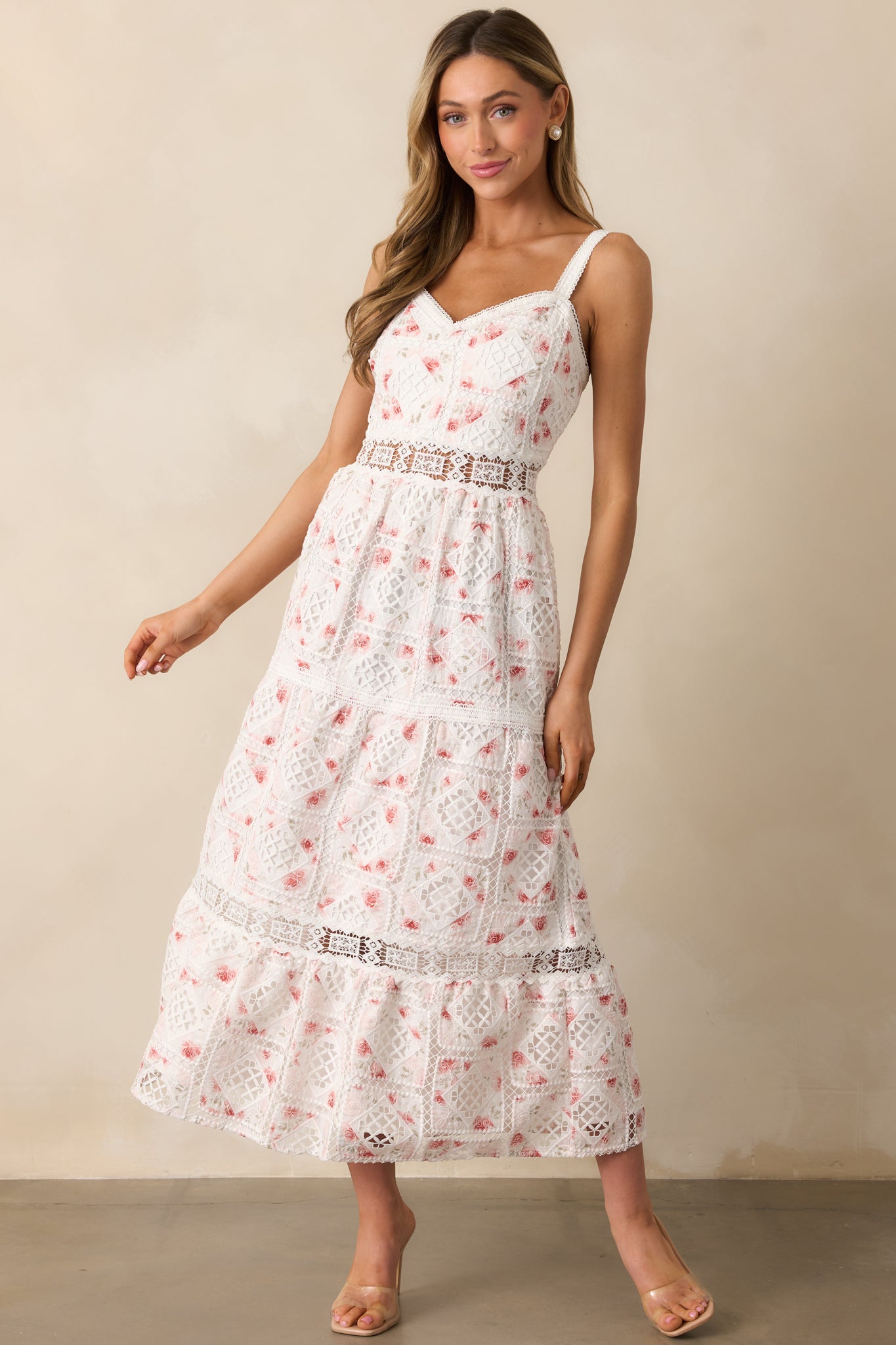 Classical Ballet White Embroidered Midi Dress