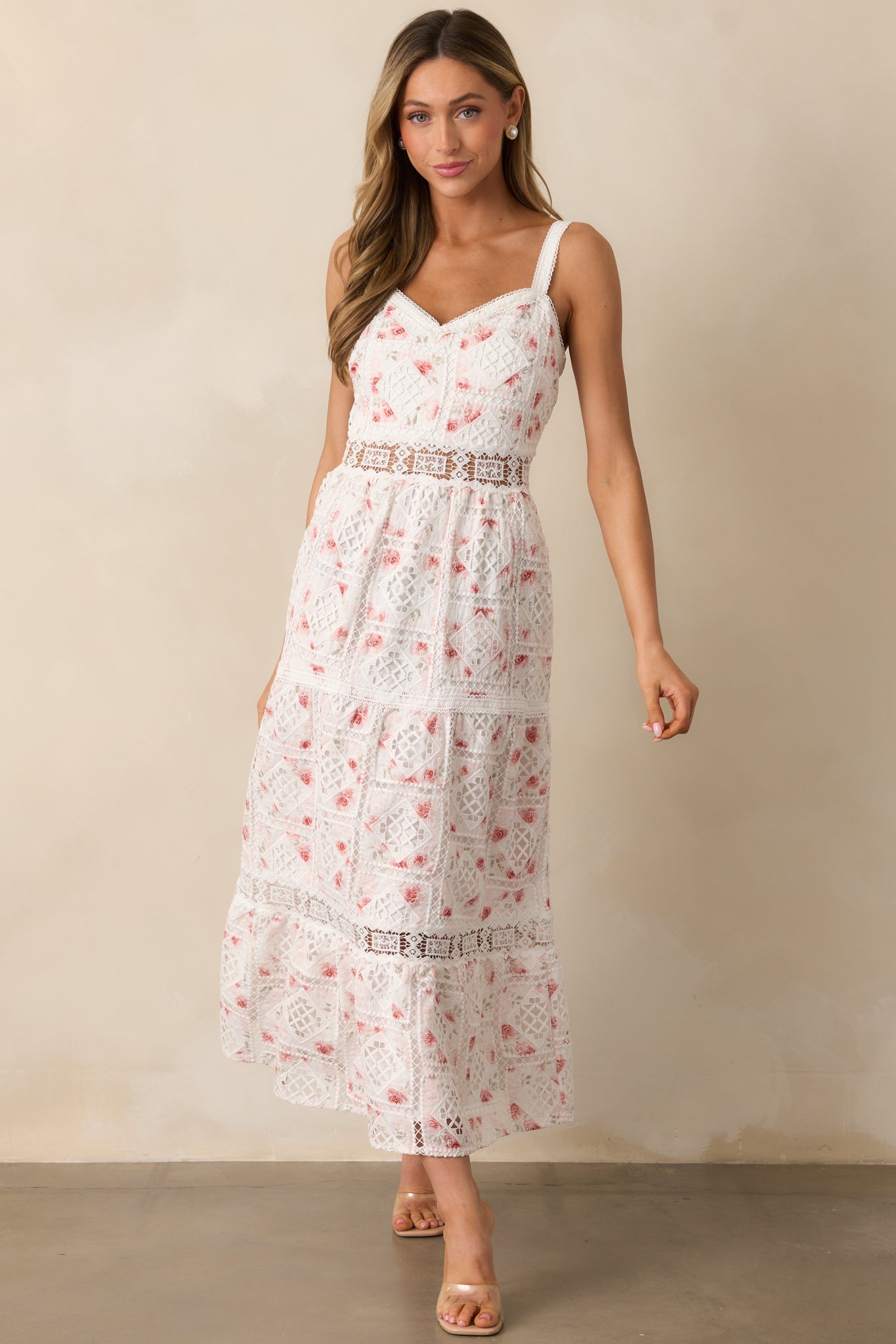 Classical Ballet White Embroidered Midi Dress