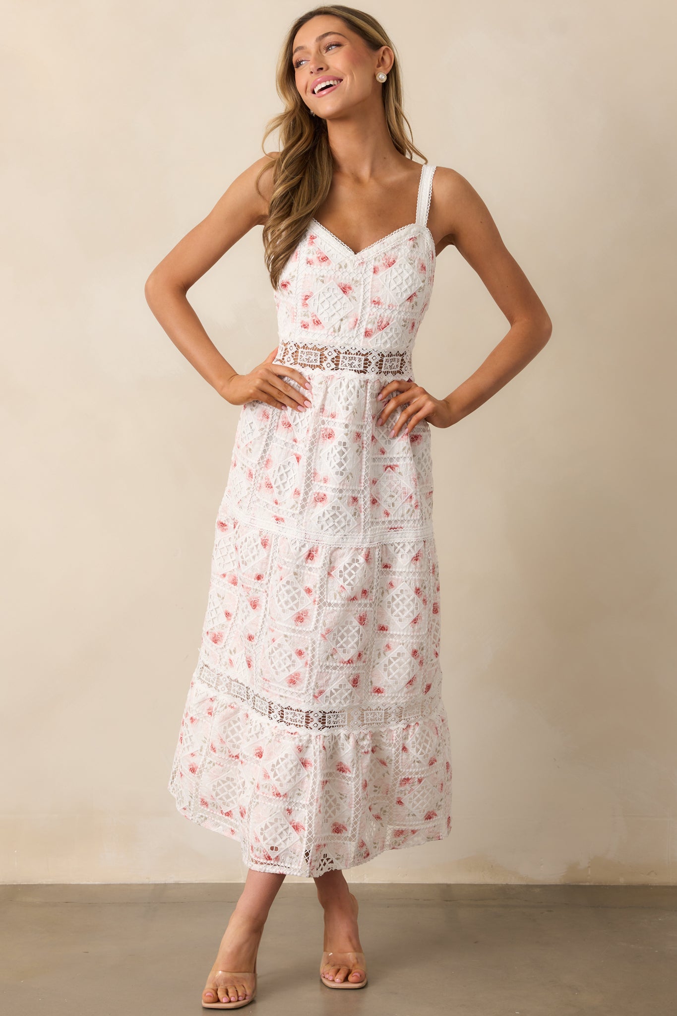 Classical Ballet White Embroidered Midi Dress