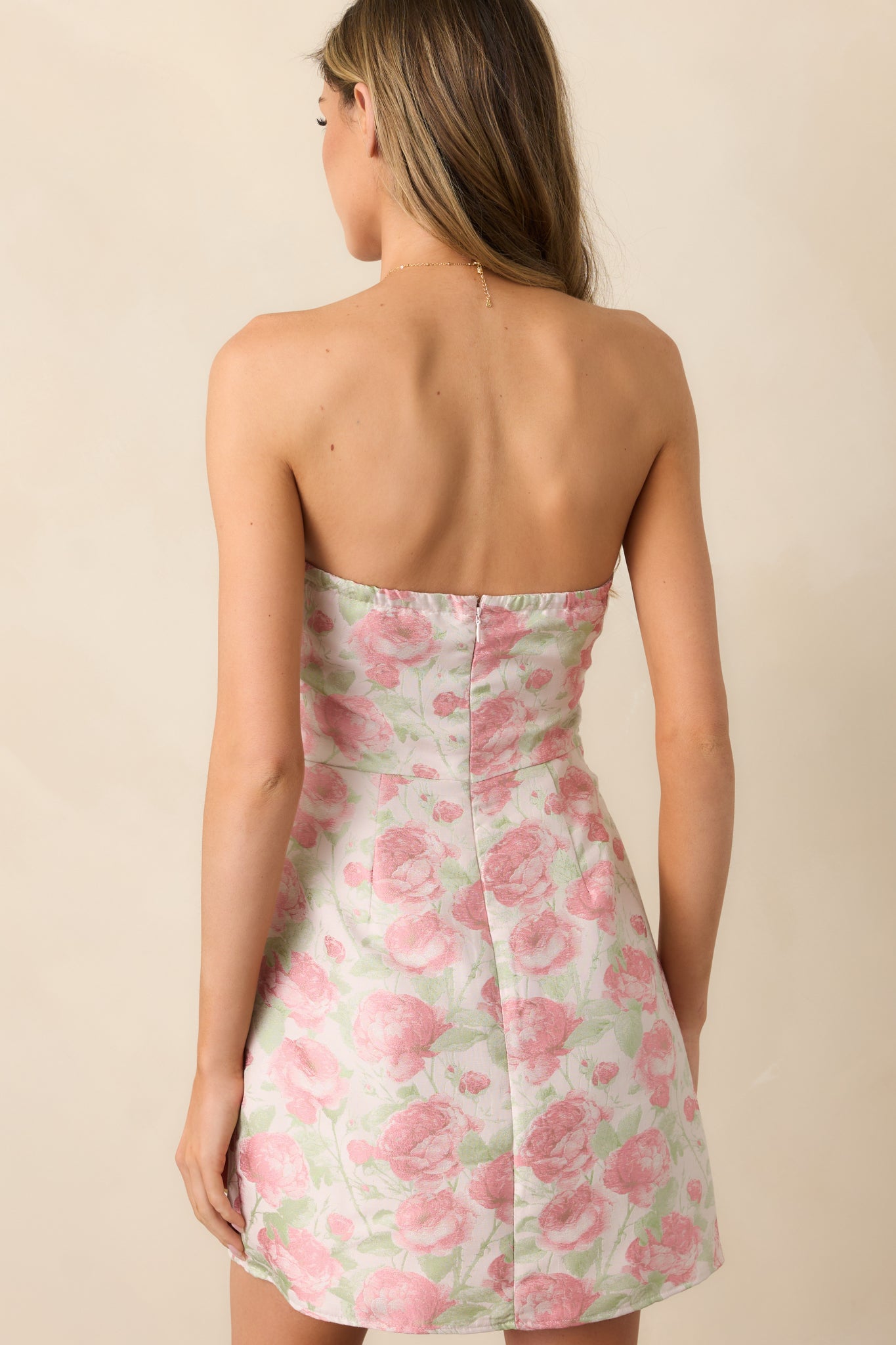 Night To Remember Pink Floral Strapless Mini Dress