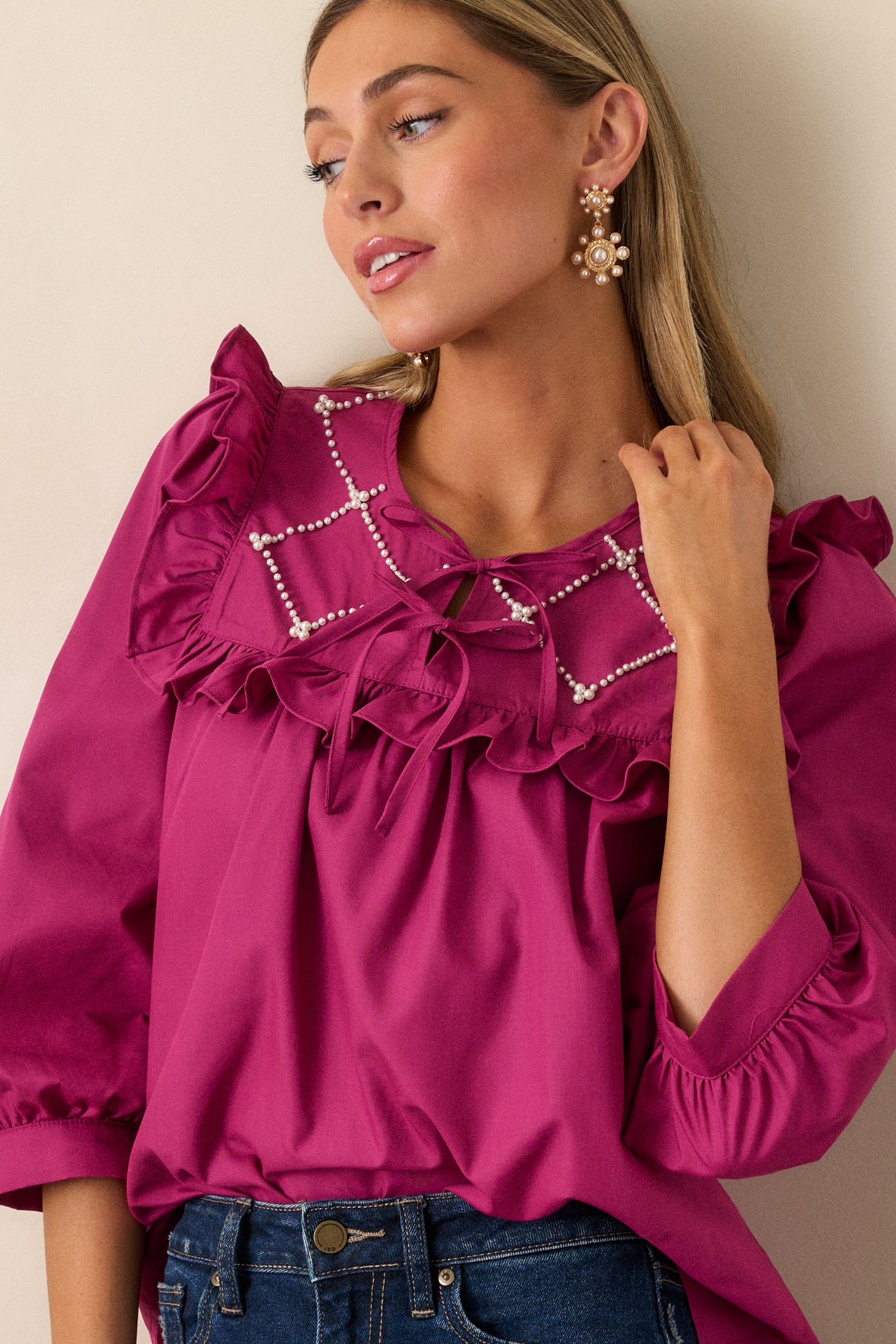 Ruffle Me Fuchsia sale Top