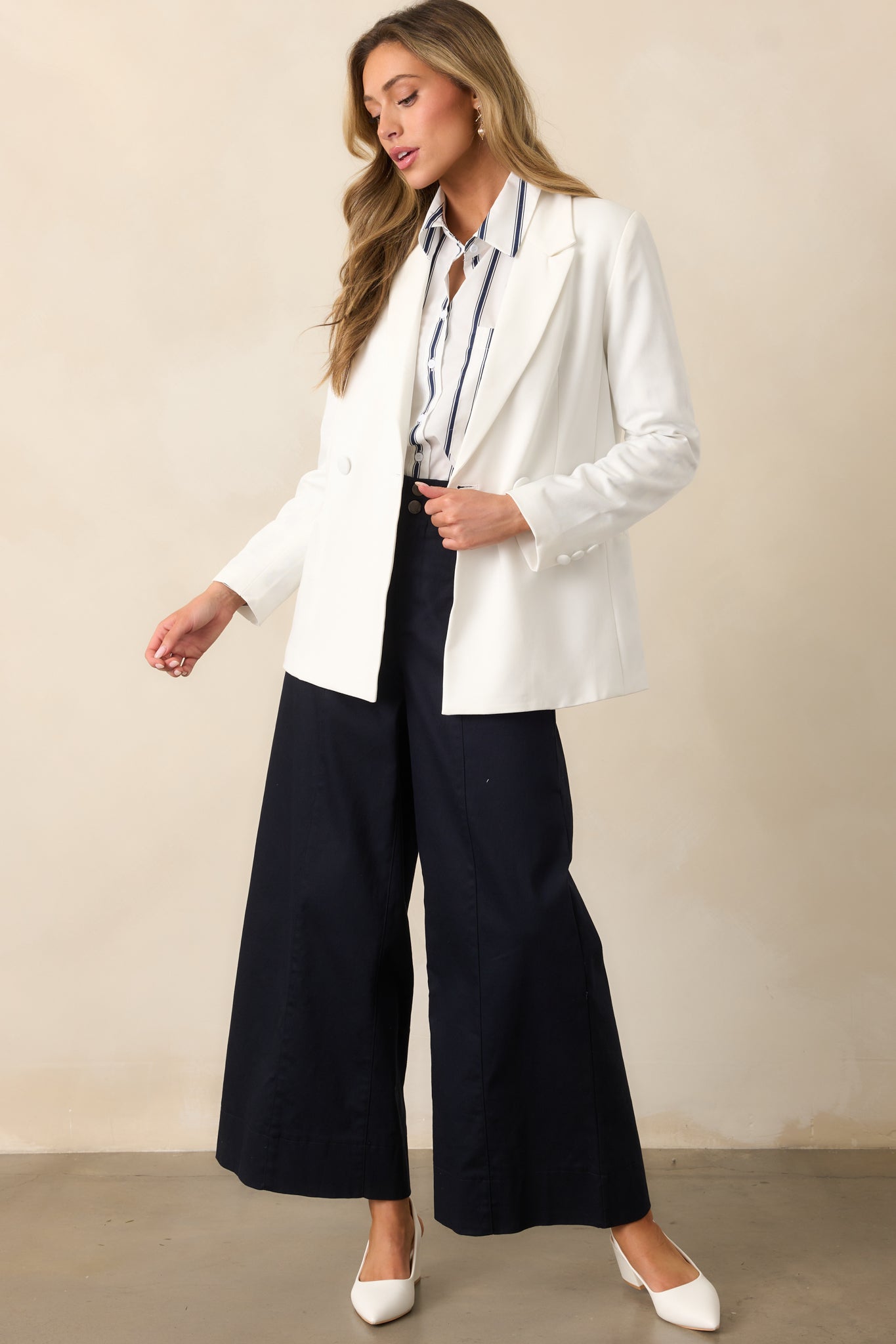 Daylight Glimmer Navy Wide Leg Pants