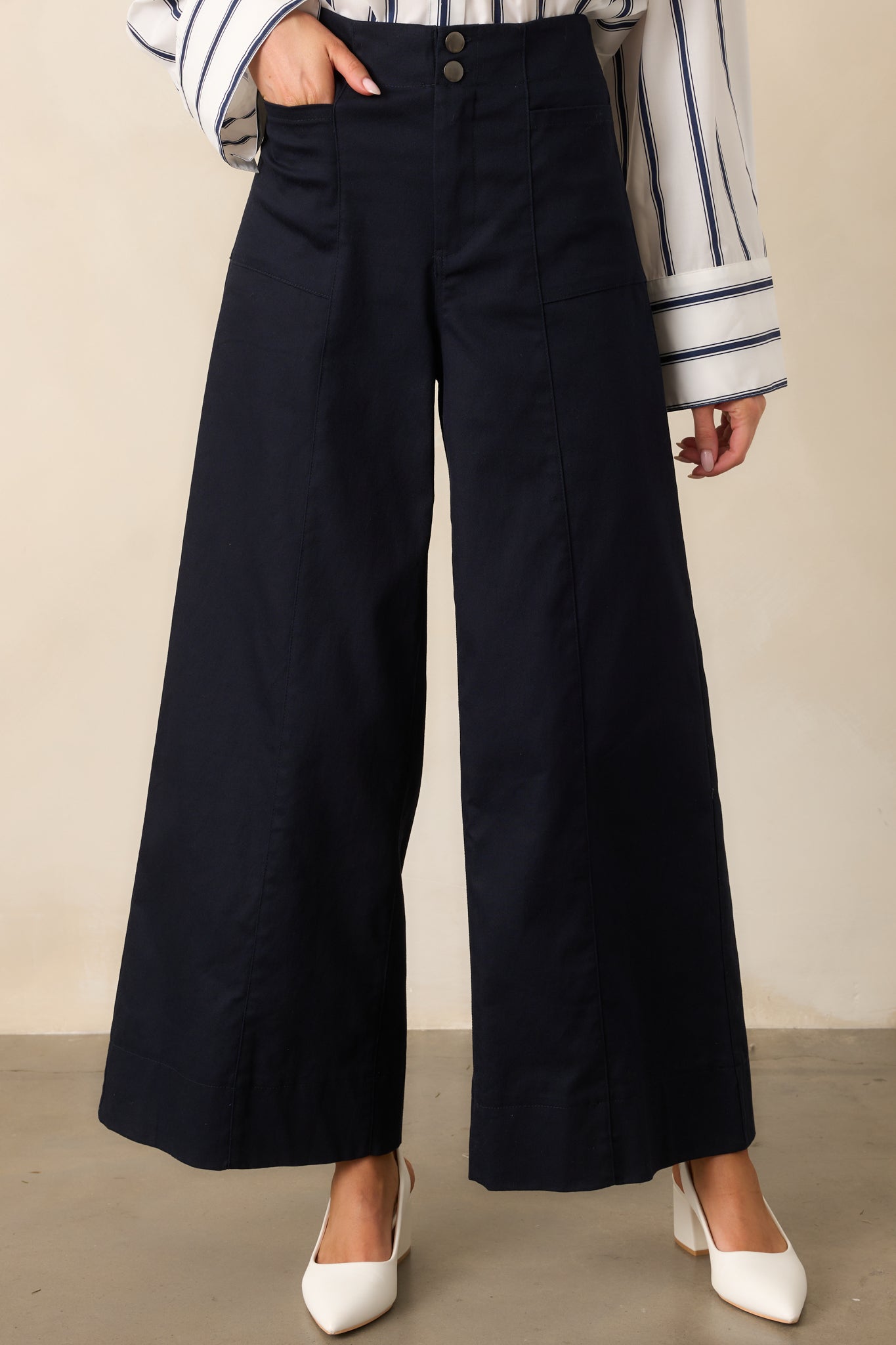 Daylight Glimmer Navy Wide Leg Pants