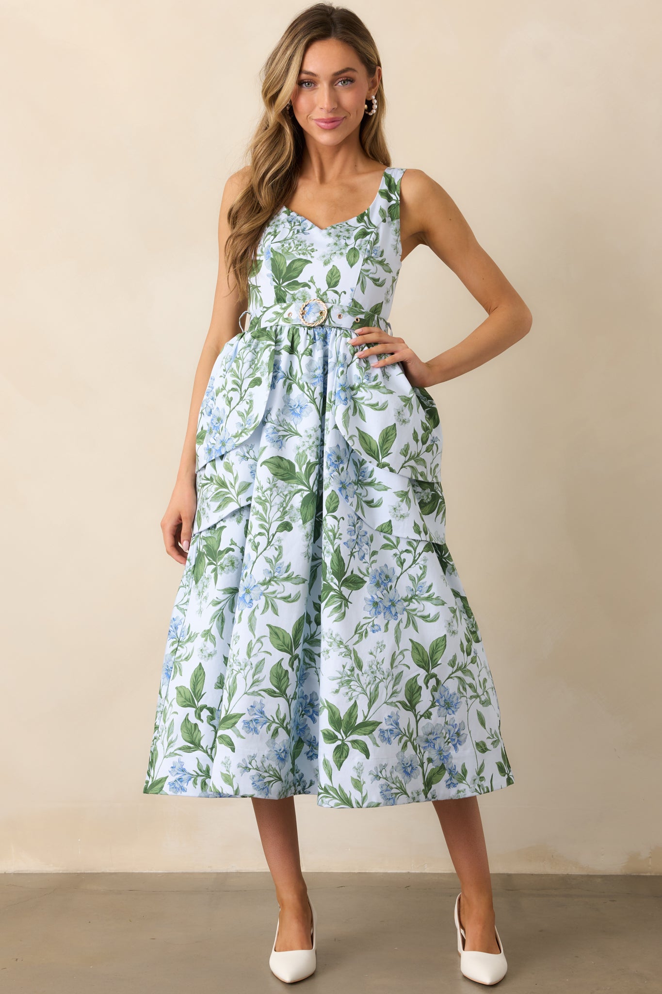 Diana Blue Lilacs Botanical Petal Maxi Dress