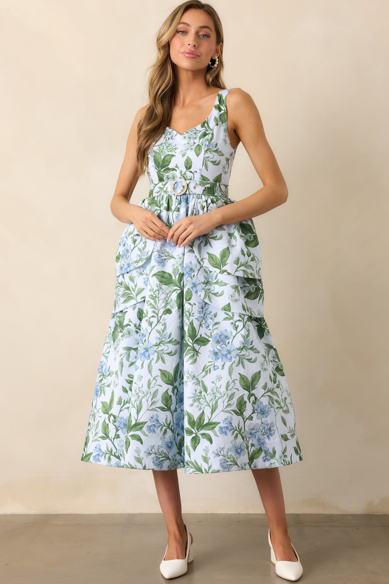 Diana Blue Lilacs Botanical Petal Maxi Dress