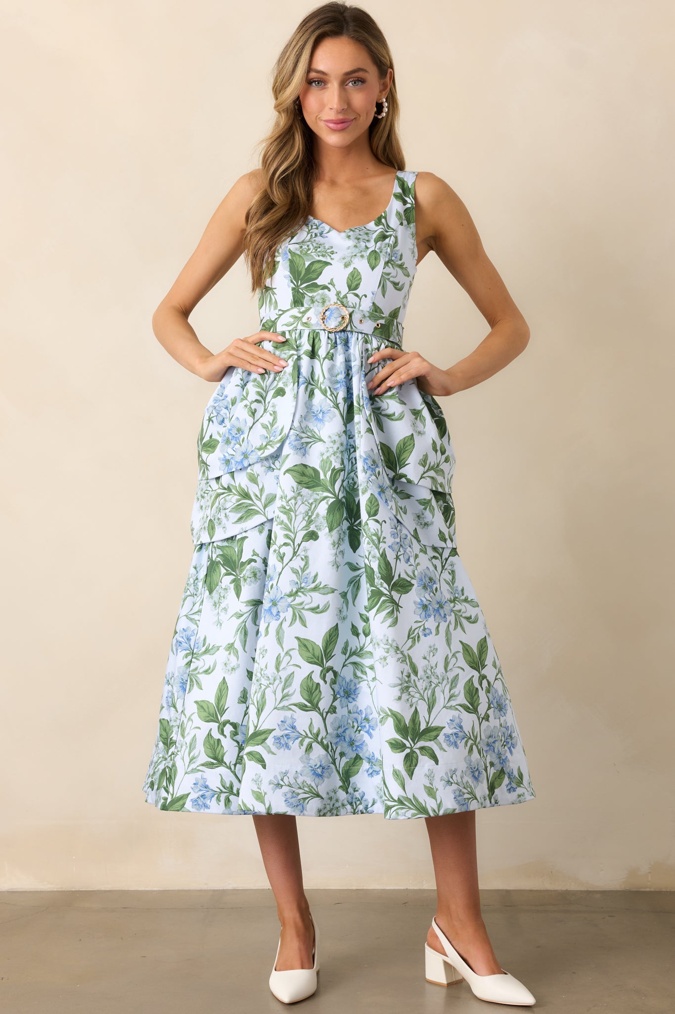 Diana Blue Lilacs Botanical Petal Maxi Dress