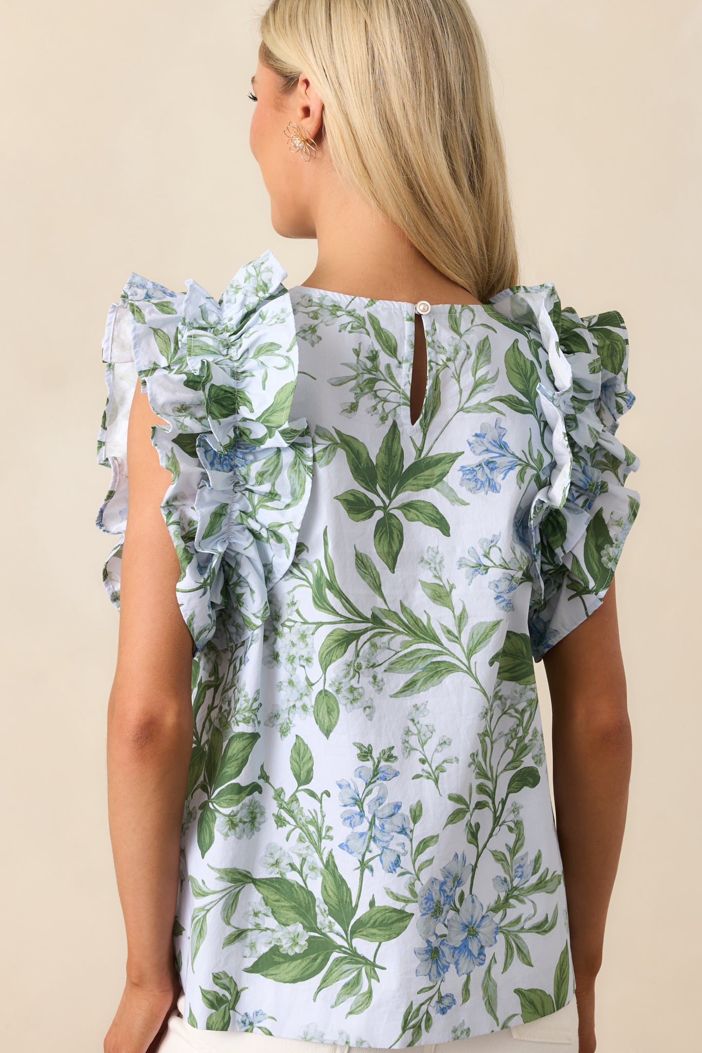 Charlotte Blue Lilacs Botanical Ruffle Top