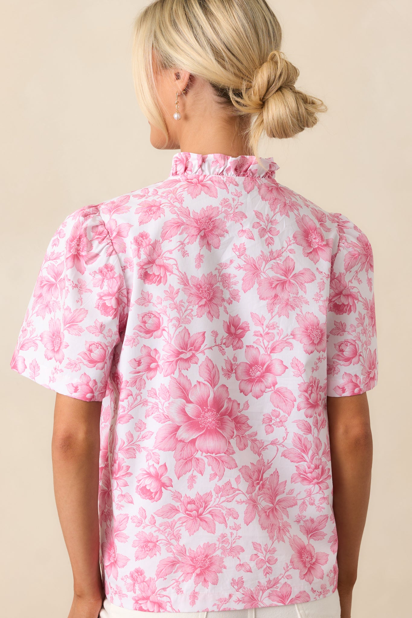 Avery La France Dianthus Pink Ruffle Top