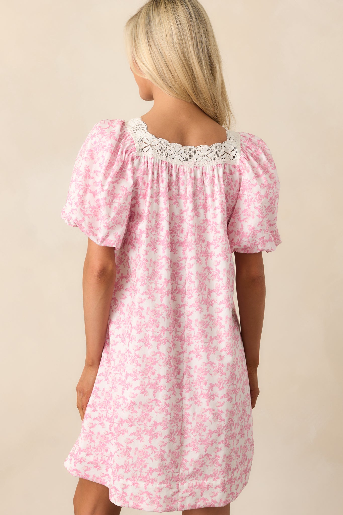 Frolic Through Fields Cotton Pink Floral Mini Dress