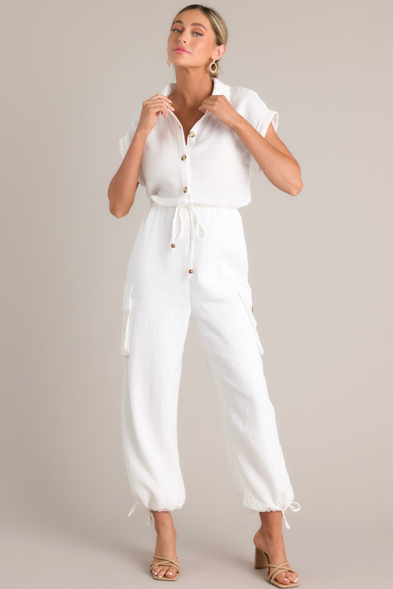 Ivory orders jumpsuit with sleeves