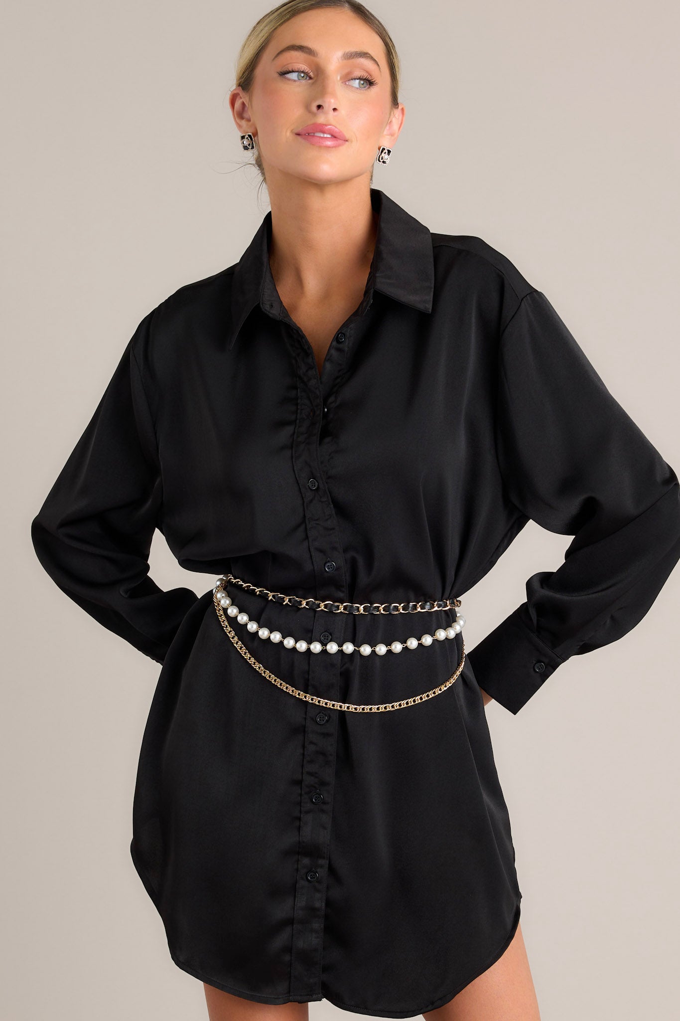 Black shirt dress long sleeve online