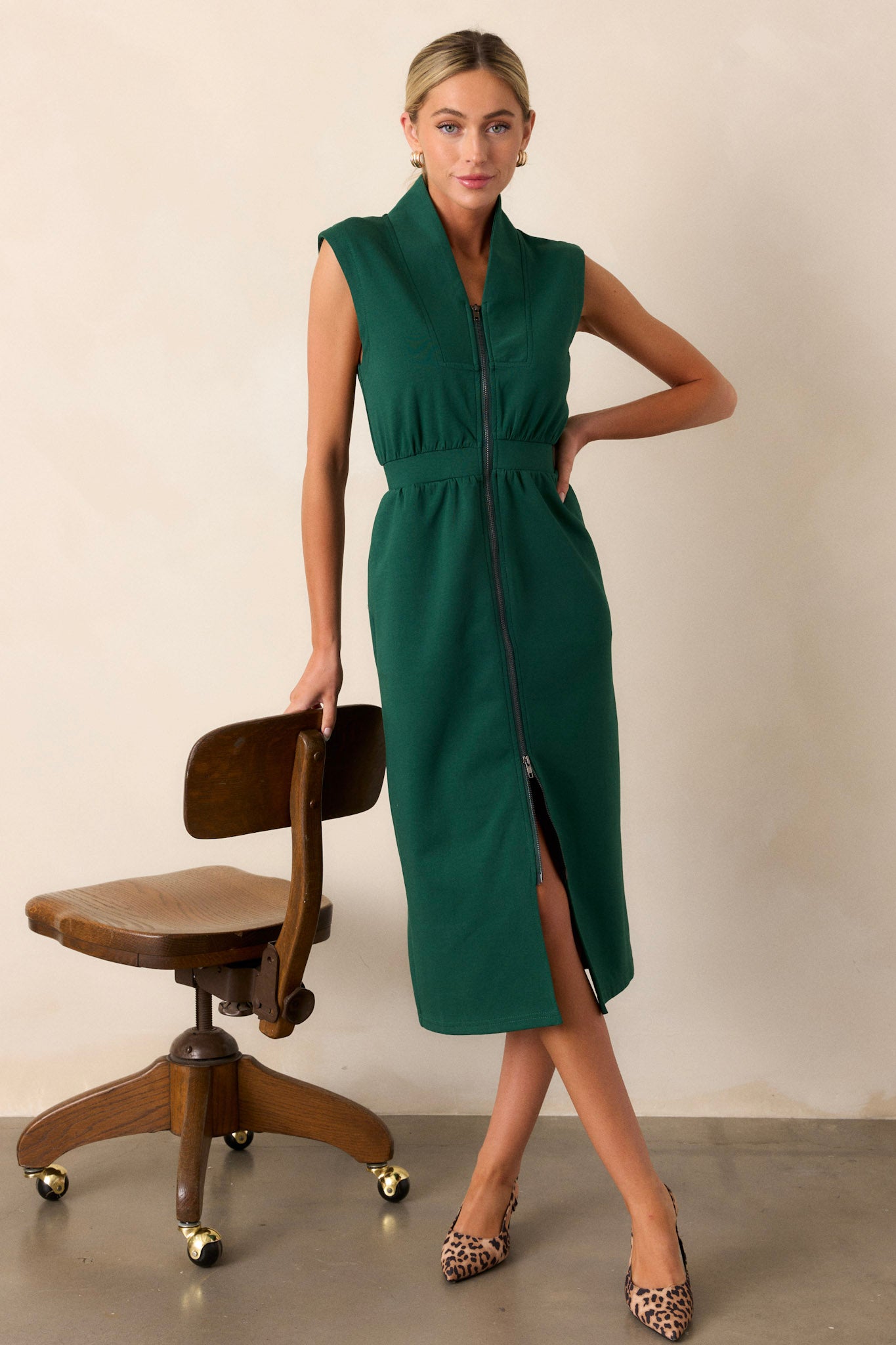 Hunter green midi dress online