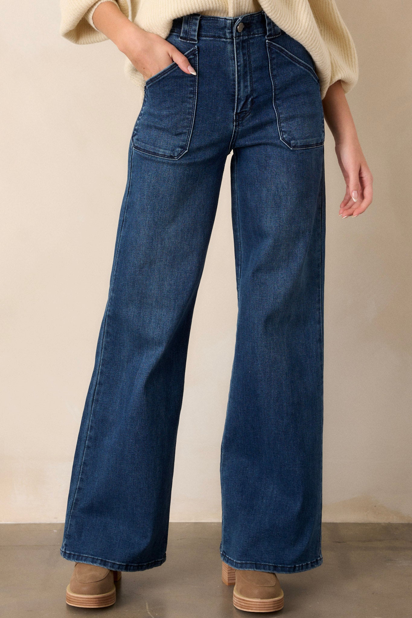 Dark wide leg jeans best sale