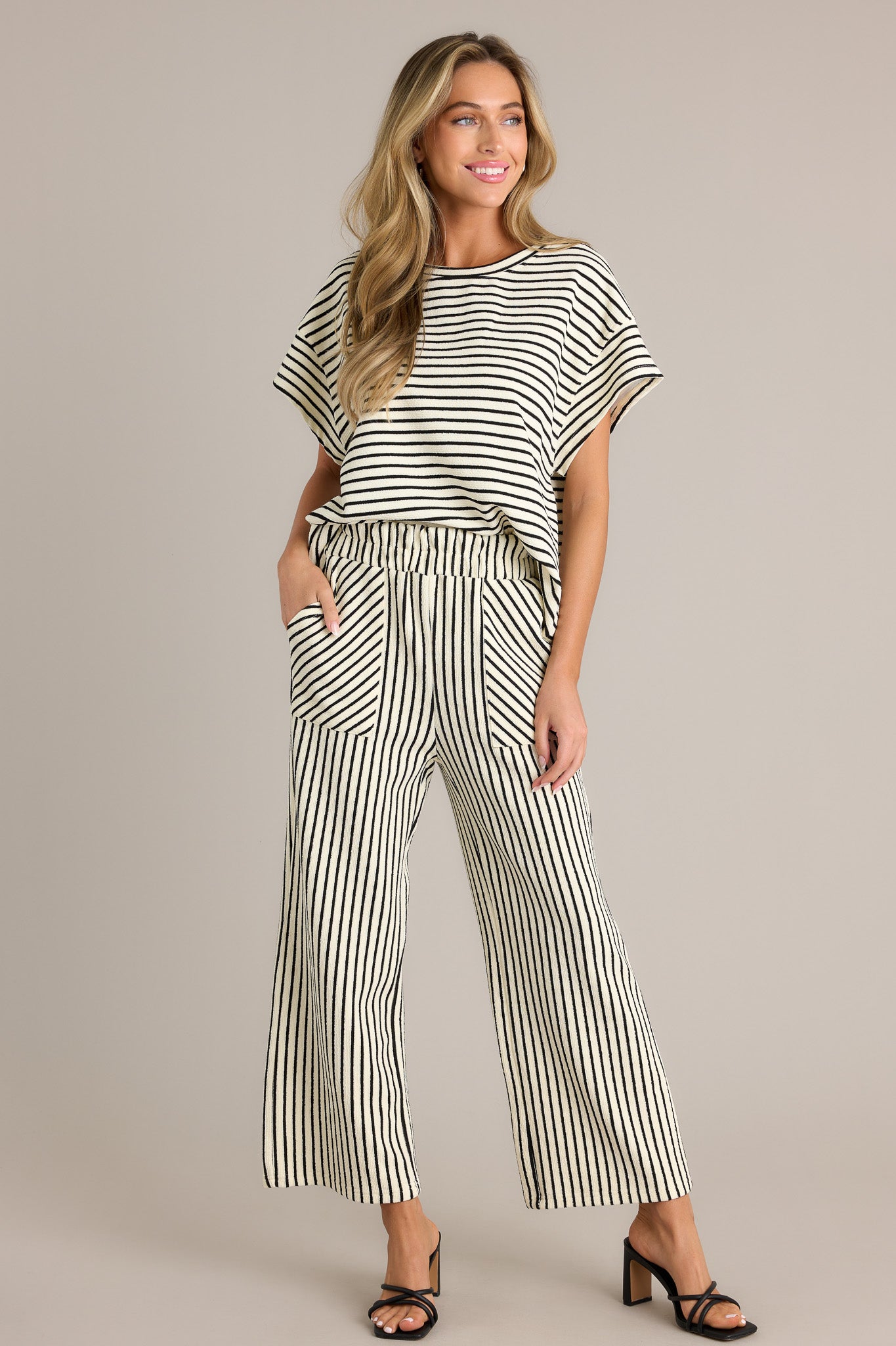 High waisted striped pants wide leg online