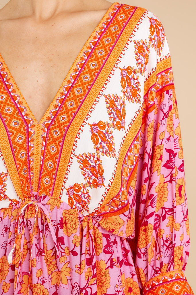 Orange Fuchsia Floral Maxi Dress – Before Midnight Rentals