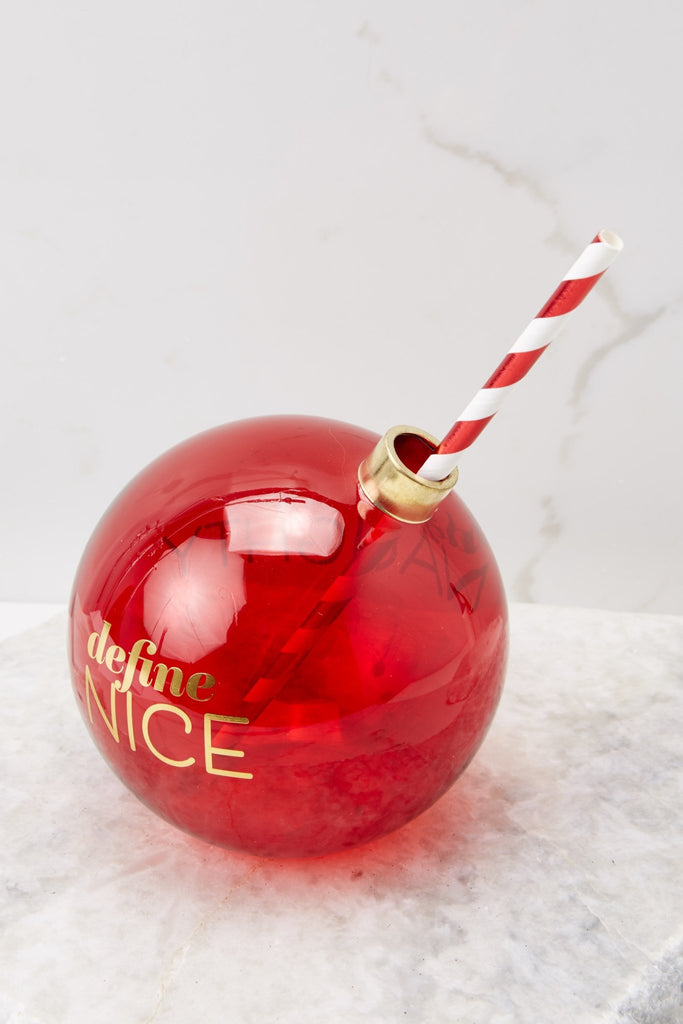 unique 12oz. Red Christmas Ornament Cup w/ Straw - 1ct.