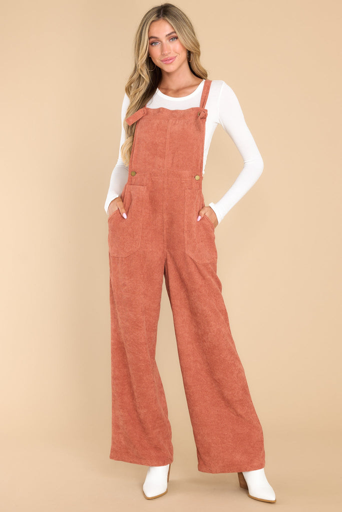 Stay Kind Terracotta Corduroy Overalls