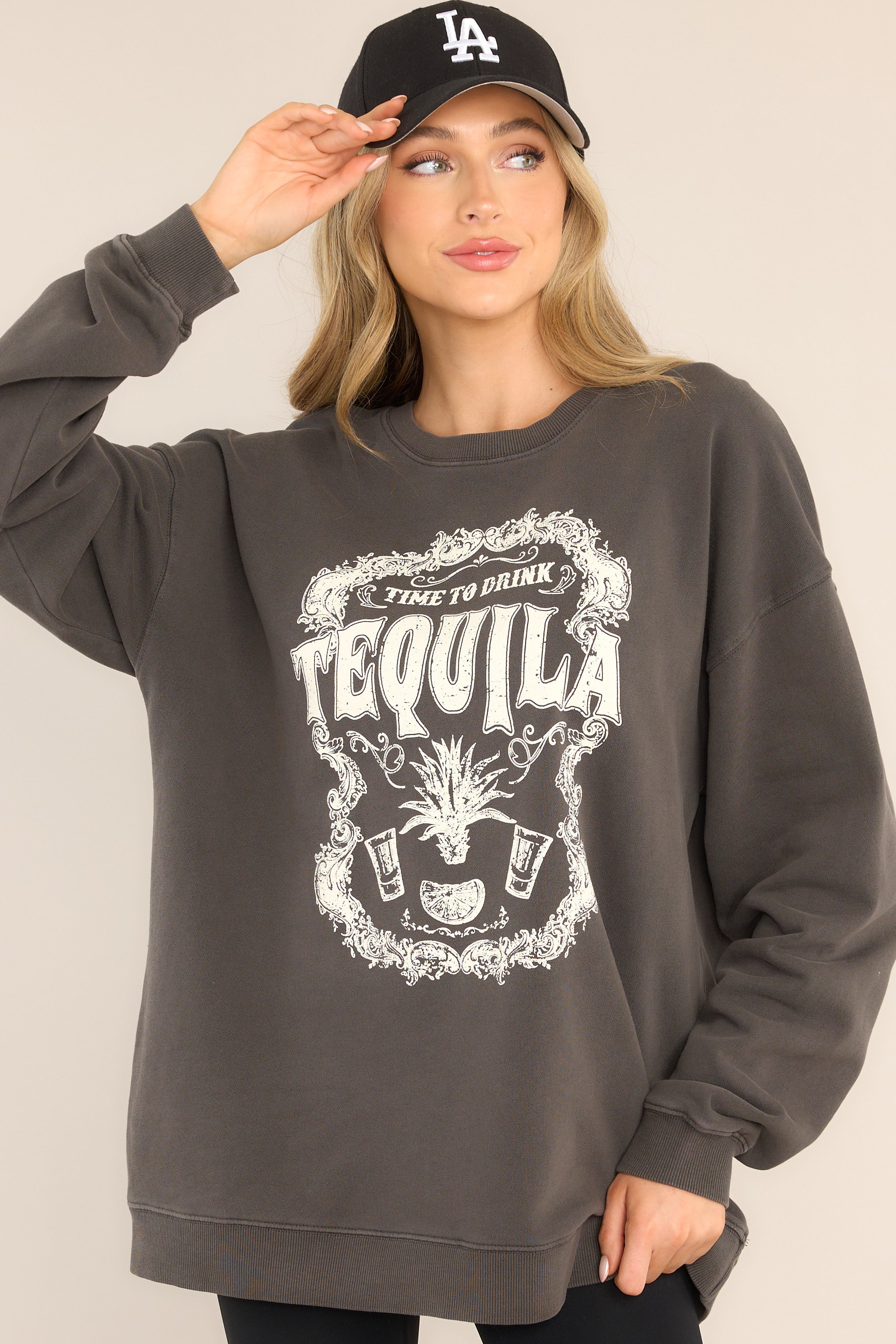 Tequila Time Charcoal Oversized Sweatshirt