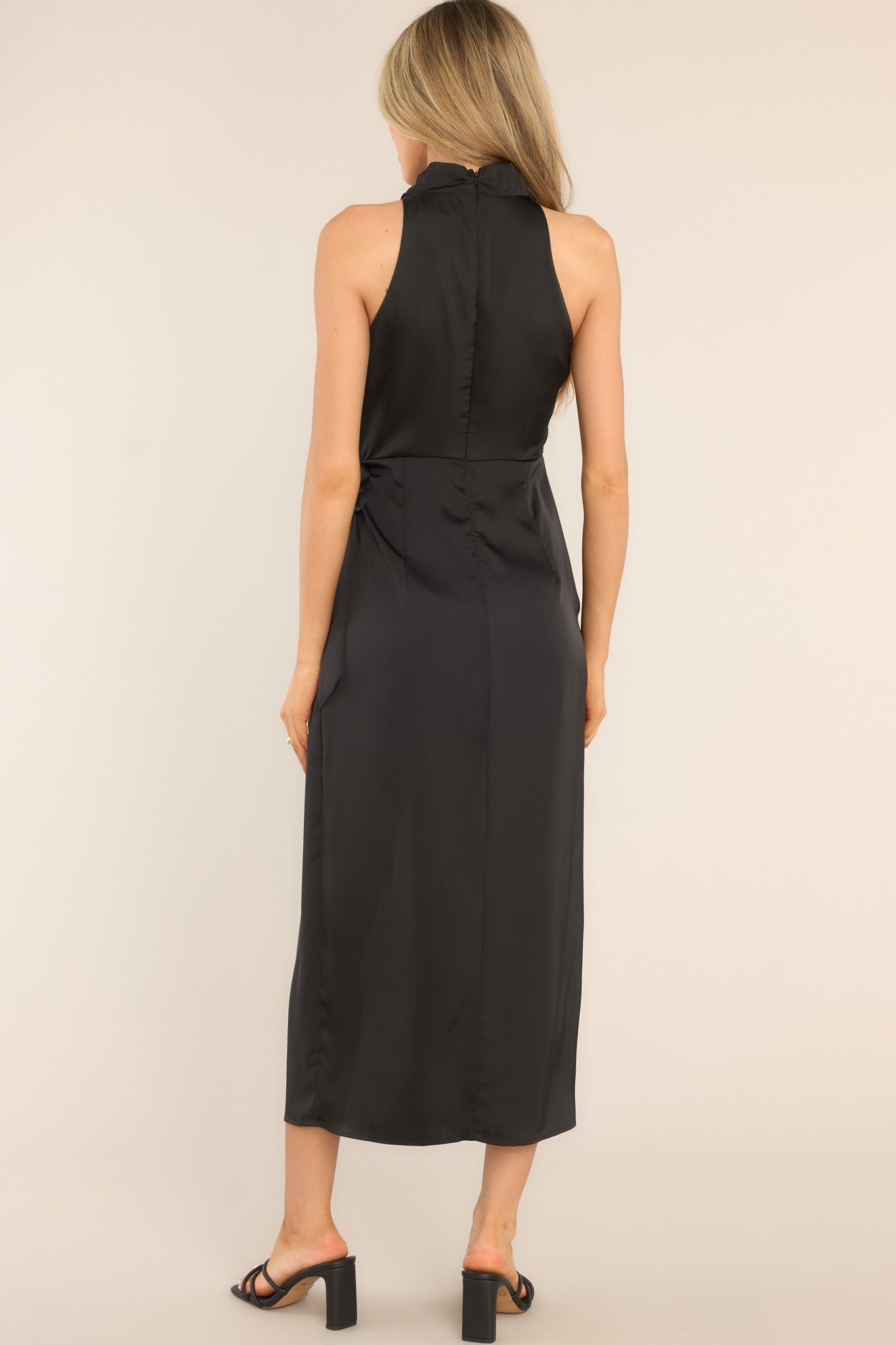 Black dress with outlet zipper down the back