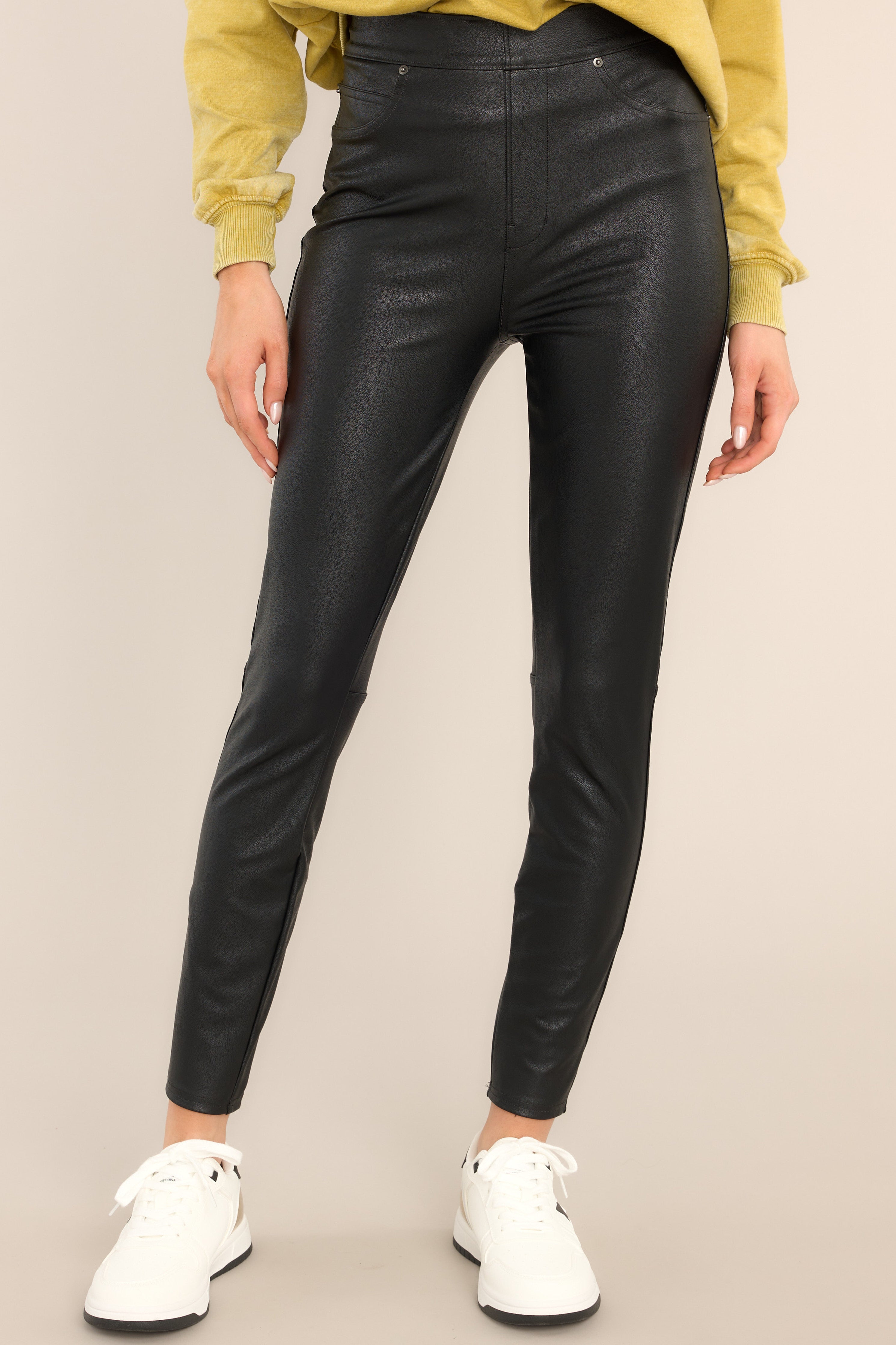 Spanx Black Leather-Like Ankle Skinny Pant
