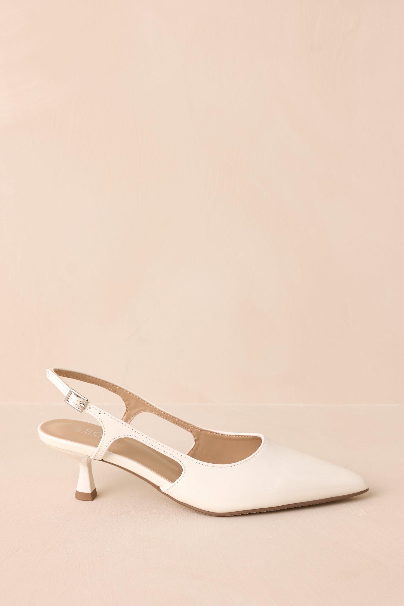 Fiercely Stunned White Patent Kitten Heels