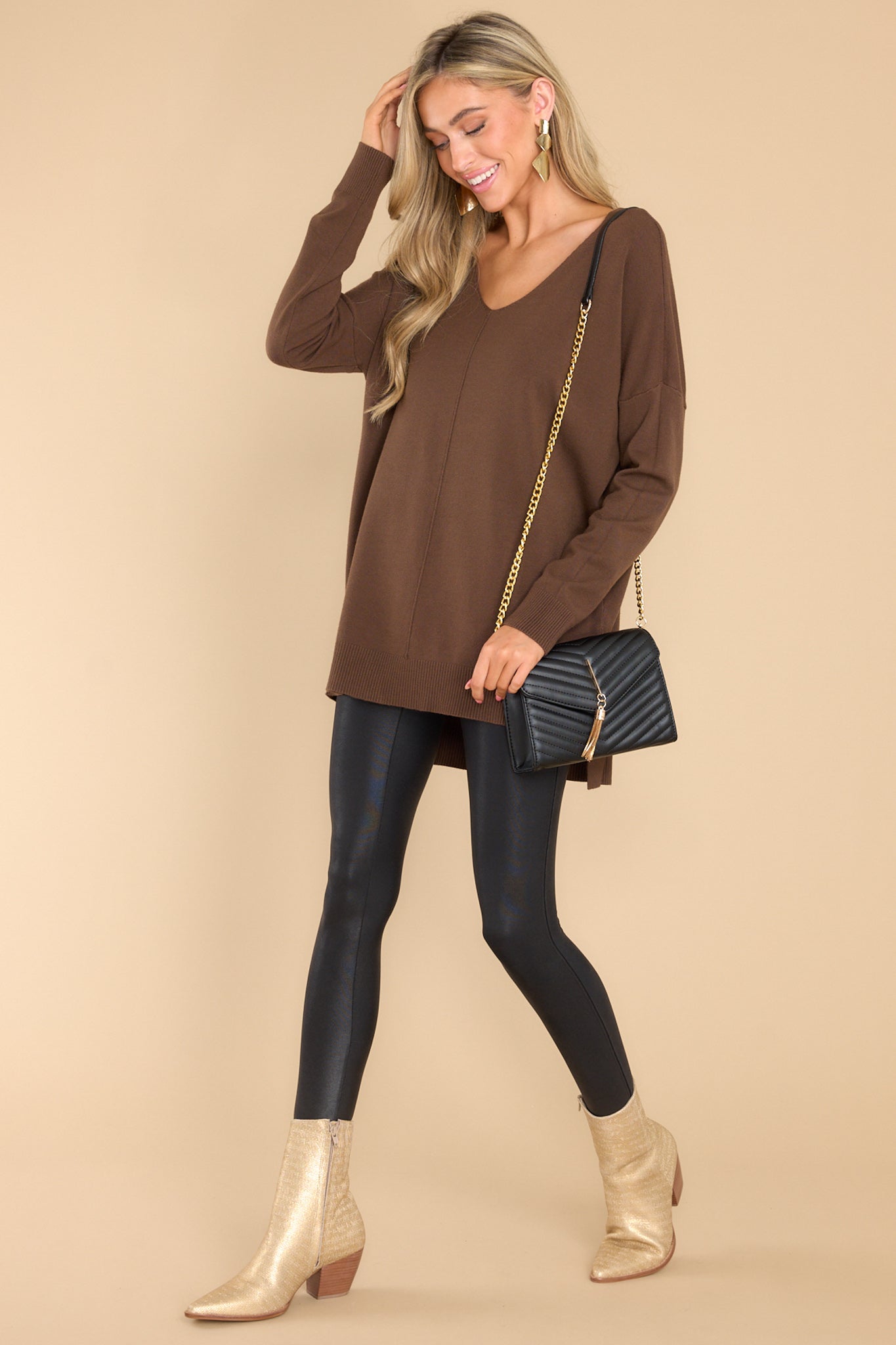 Oatmeal Distressed Bell Sleeve Sweater - Queen B Boutique