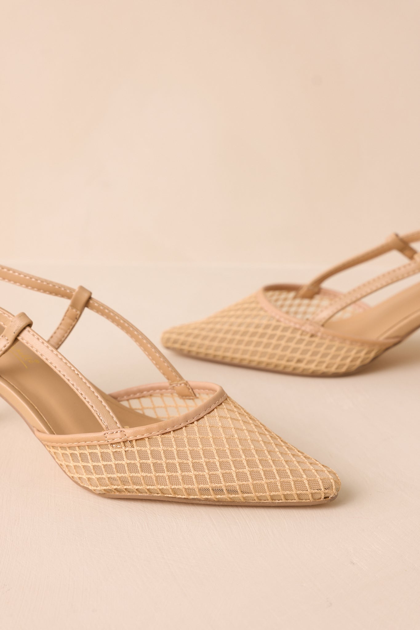 Willow’s Secret Beige Mesh Slingback Kitten Heels